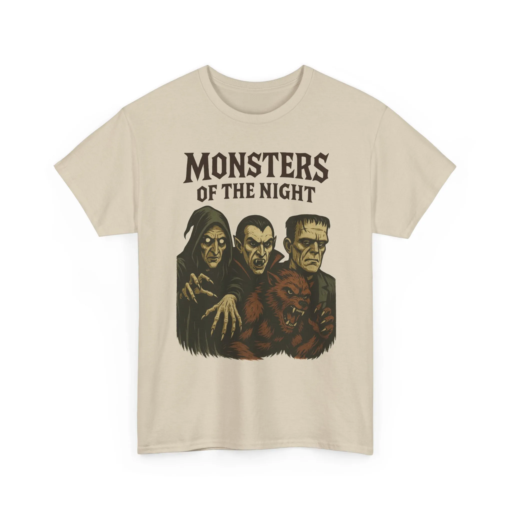 Monsters of the Night Men's T-Shirt, Classic Horror Movie Monsters Graphic Tee, Halloween Shirt - Image 7