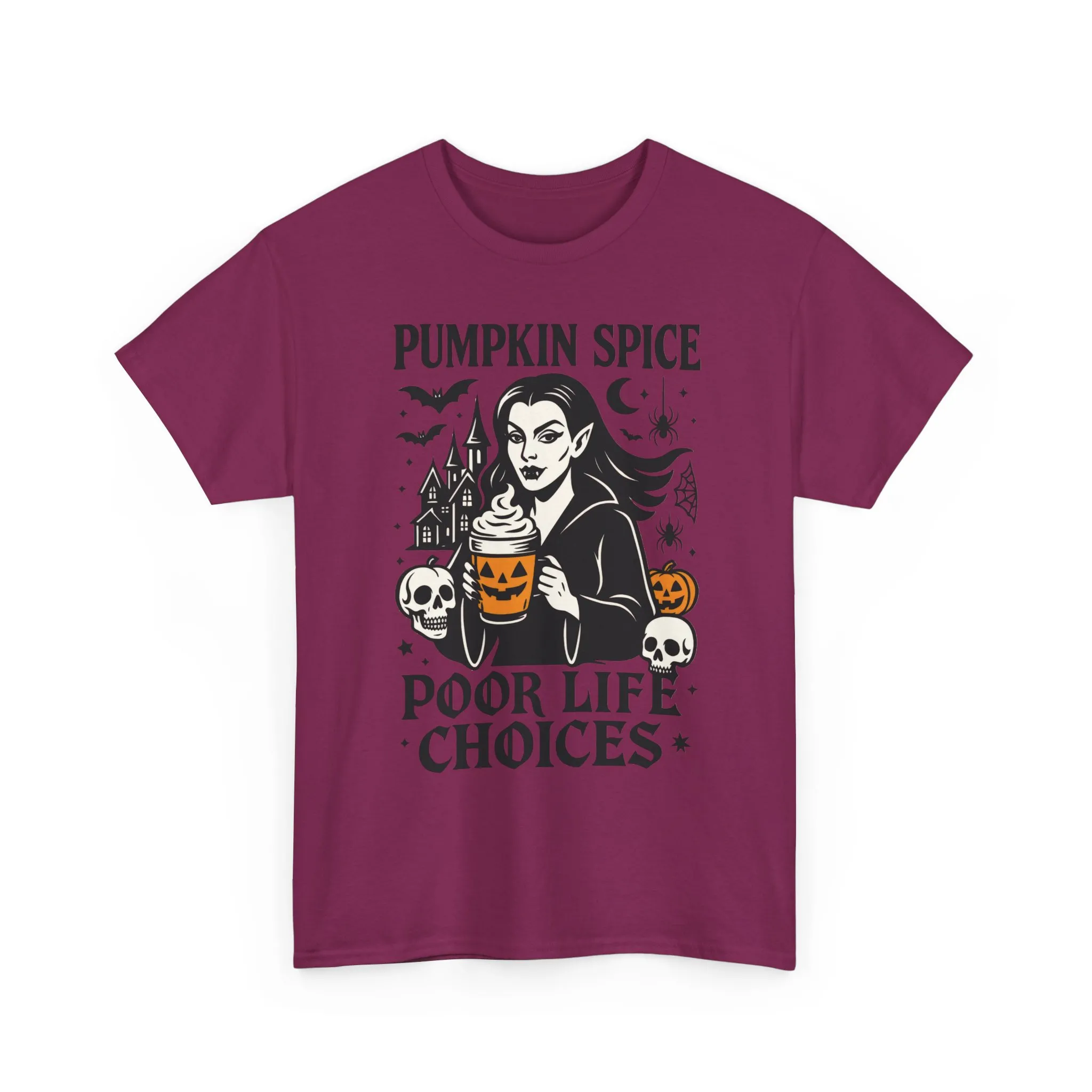 Pumpkin Spice Poor Life Choices Women's T-Shirt, Funny Vampire Coffee Halloween Graphic Tee - Image 19