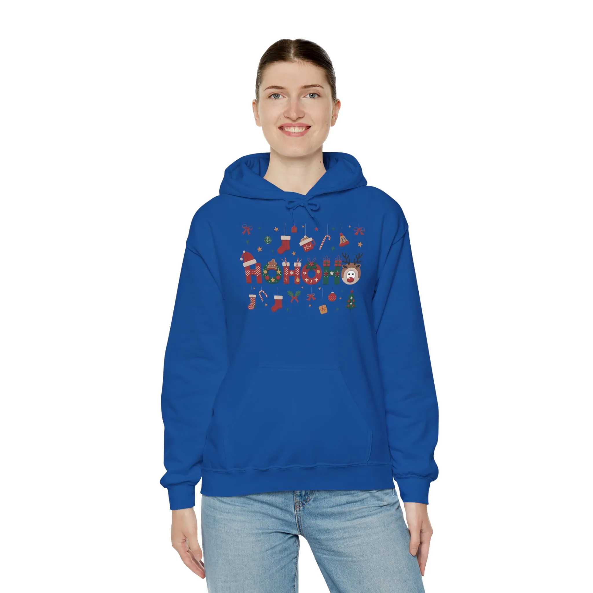 Matching Ho Ho Ho Christmas Sweatshirts, Mom and Daughter Holiday Hoodie Set, Cute Gingerbread - Reindeer Design, Family Christmas Outfits - Image 28