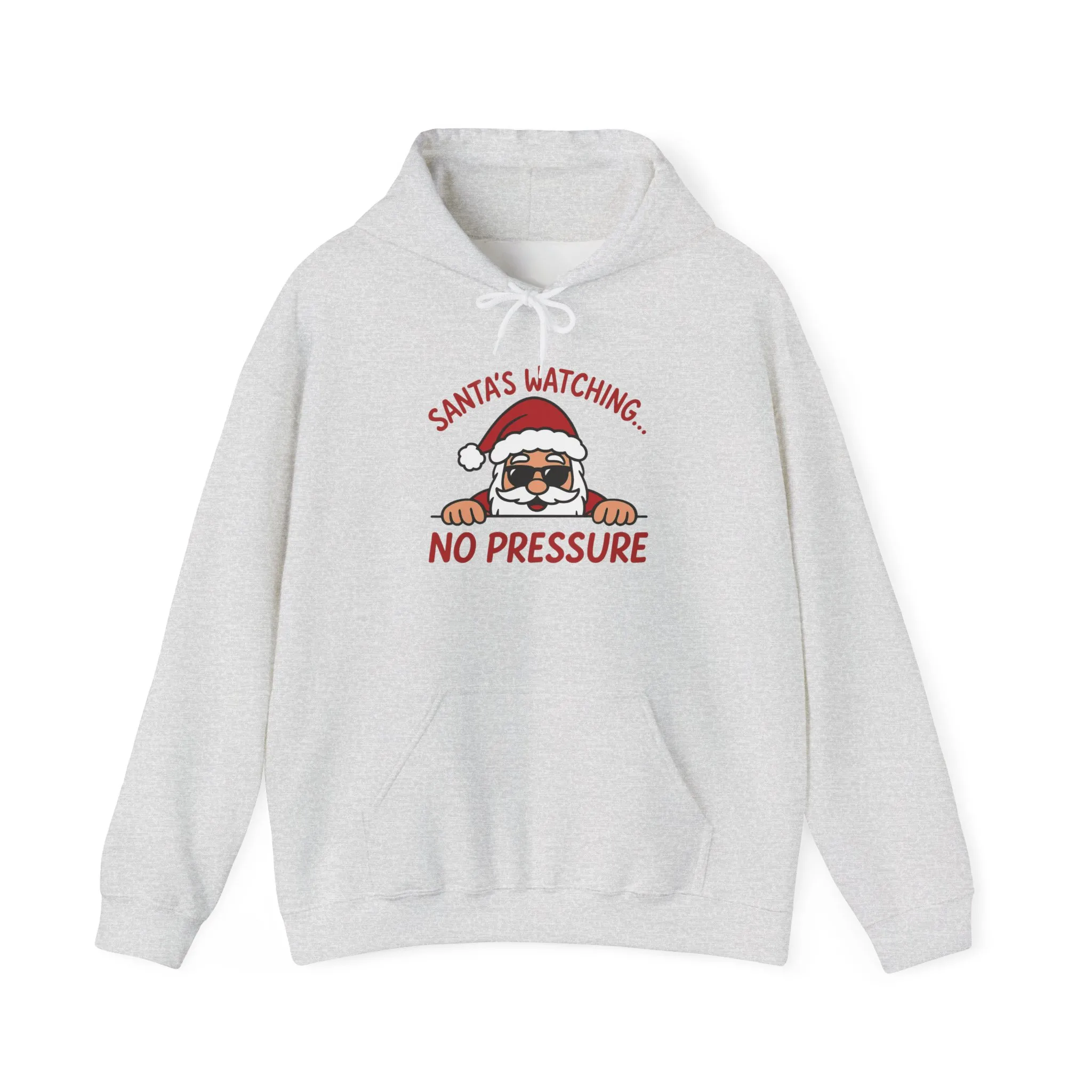 Santa's Watching No Pressure Men's Christmas Hoodie, Funny Holiday Sweatshirt - Image 2