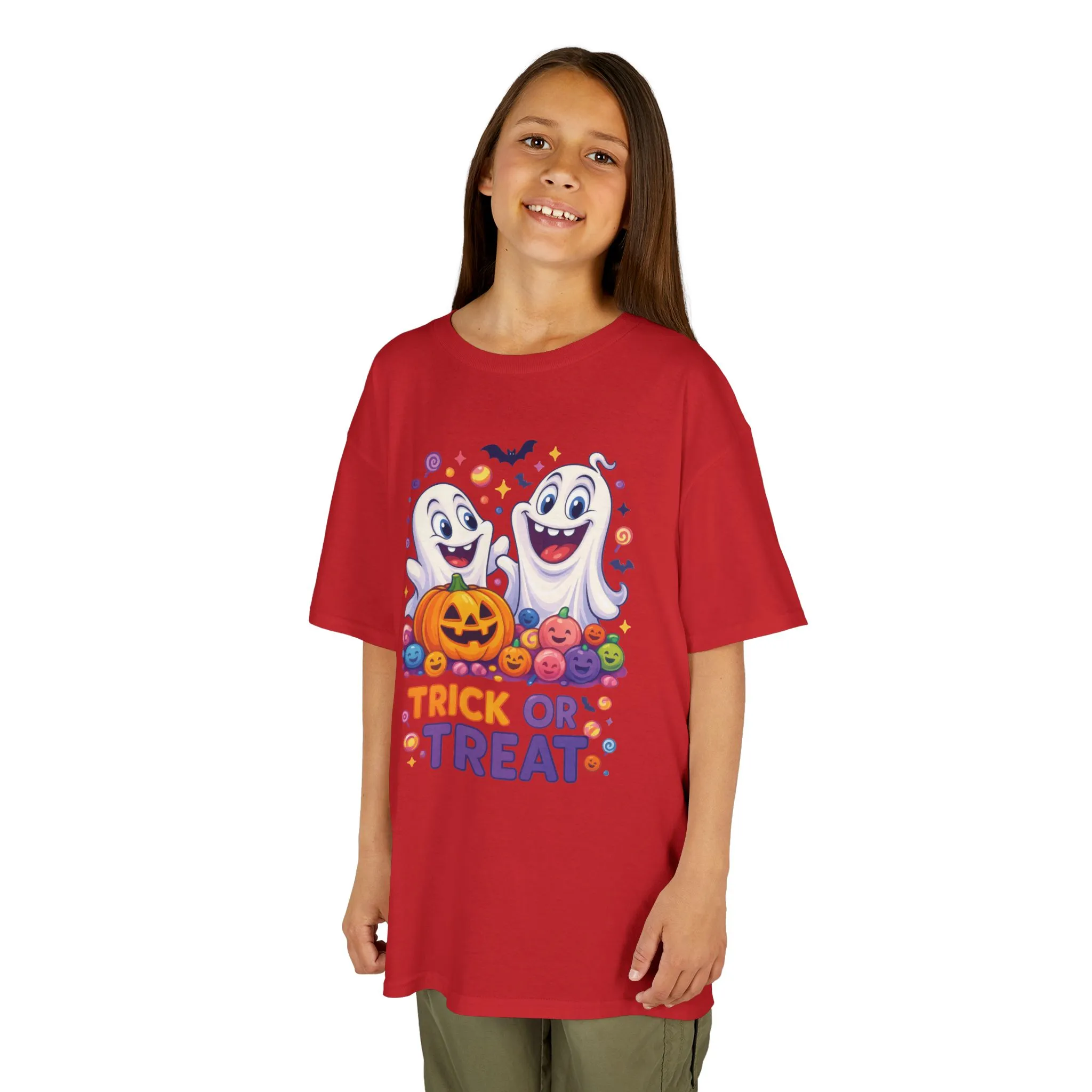 Trick or Treat Kids Halloween T-Shirt, Cute Ghosts Pumpkin Design, Fun Spooky Tee for Boys Girls - Image 26