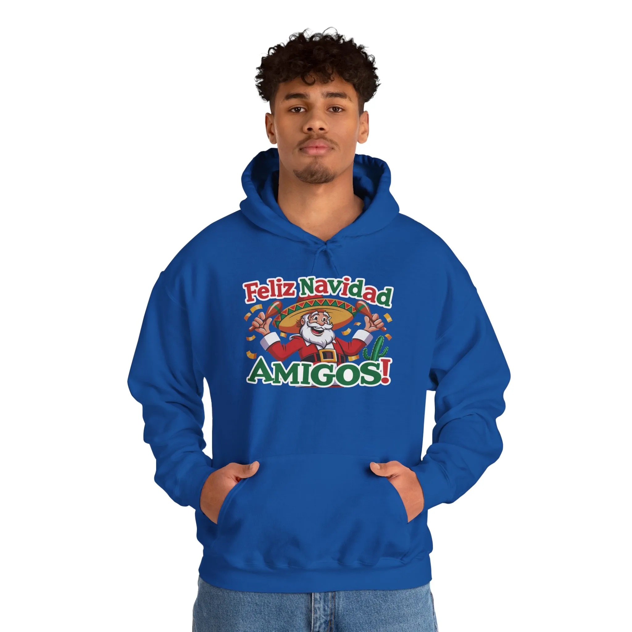 Feliz Navidad Amigos Hoodie, Funny Mexican Santa Christmas Hoodie, Latin Fiesta Holiday Sweatshirt for Men - Image 27