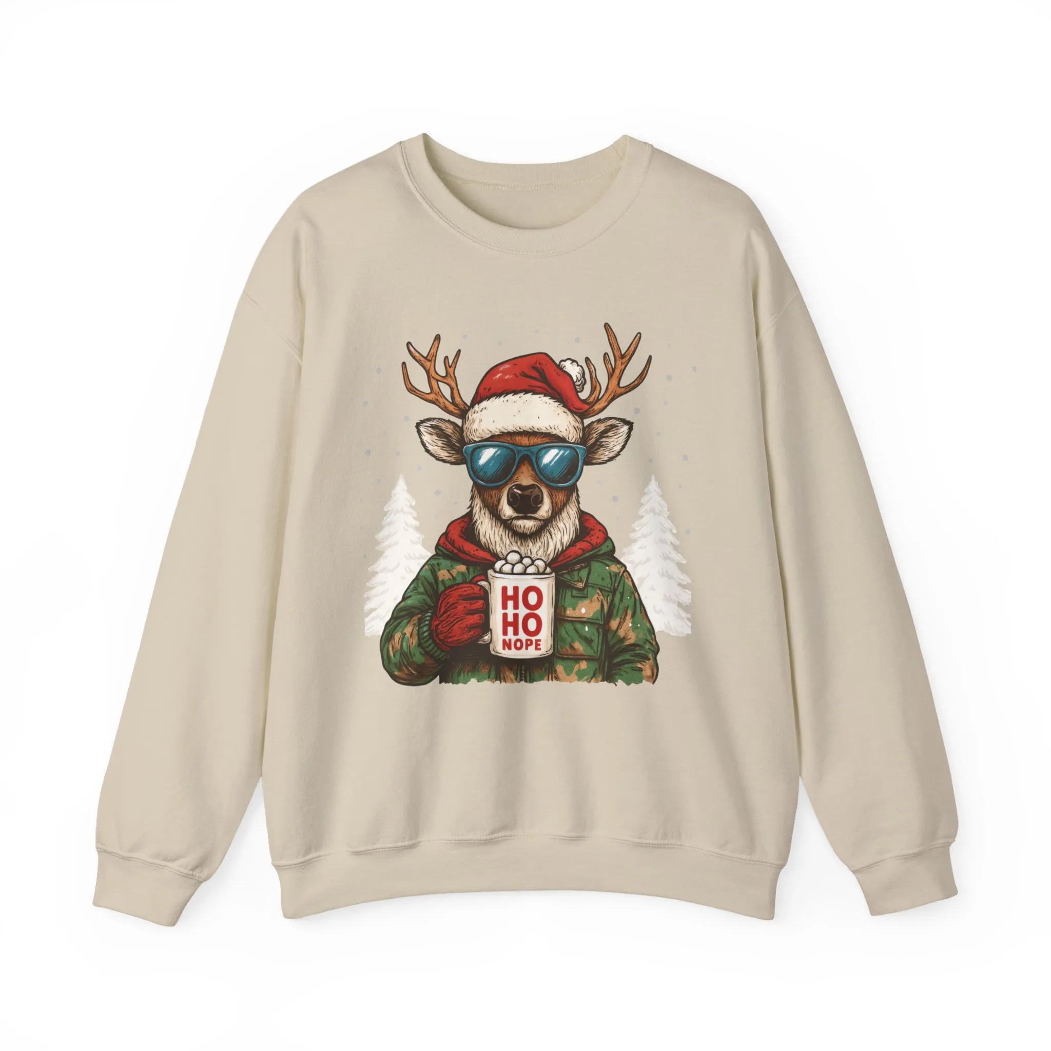 Men's HO HO NOPE Funny Christmas T-Shirt, Cool Reindeer Holiday Tee - Image 7