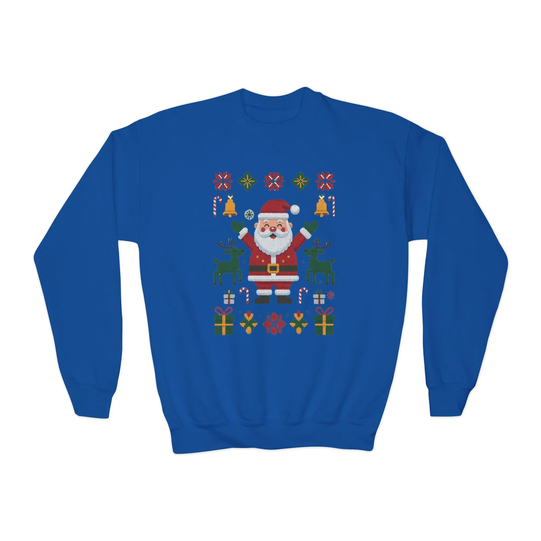 Kids Santa Christmas Sweatshirt, Cute Reindeer Holiday Jumper, Classic Christmas Sweater for Girls - Image 13