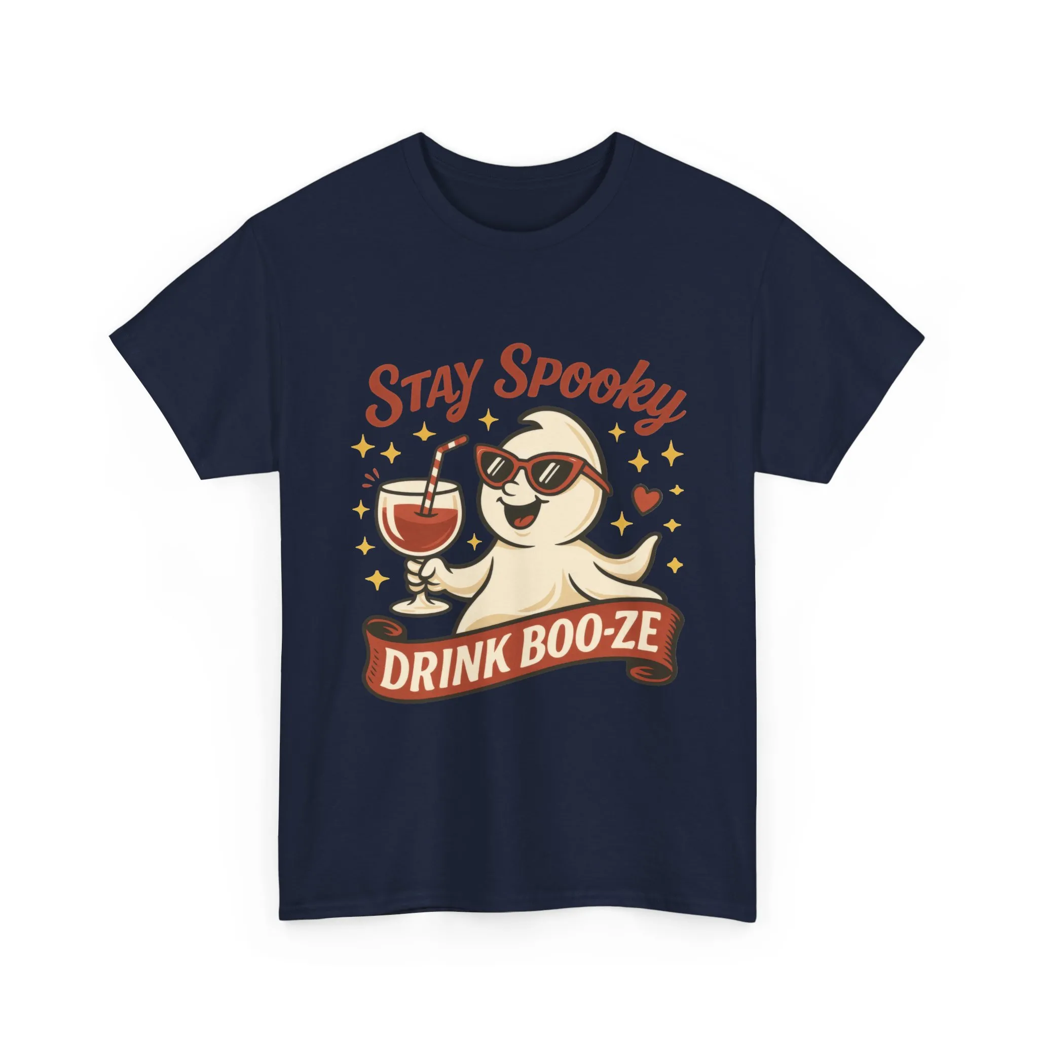 Stay Spooky Drink Boo-ze Women's T-Shirt, Funny Ghost Wine Halloween Party Graphic Tee - Image 19