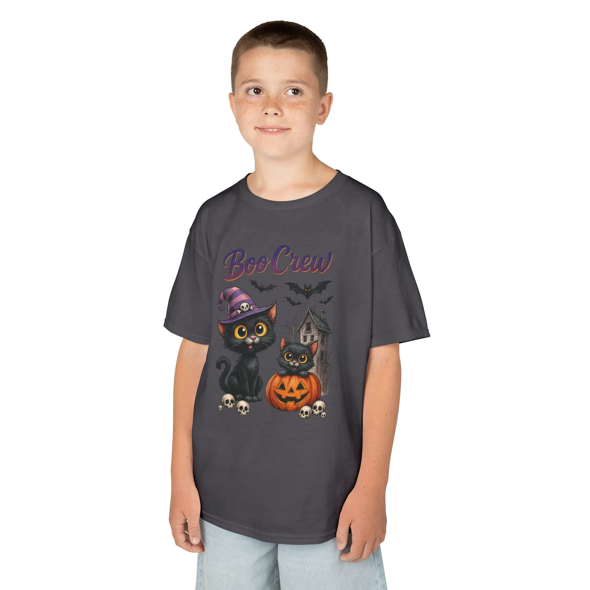 Boo Crew Kids Halloween T-Shirt, Cute Black Cats Pumpkin Design, Fun Spooky Shirt for Girls Boys - Image 15