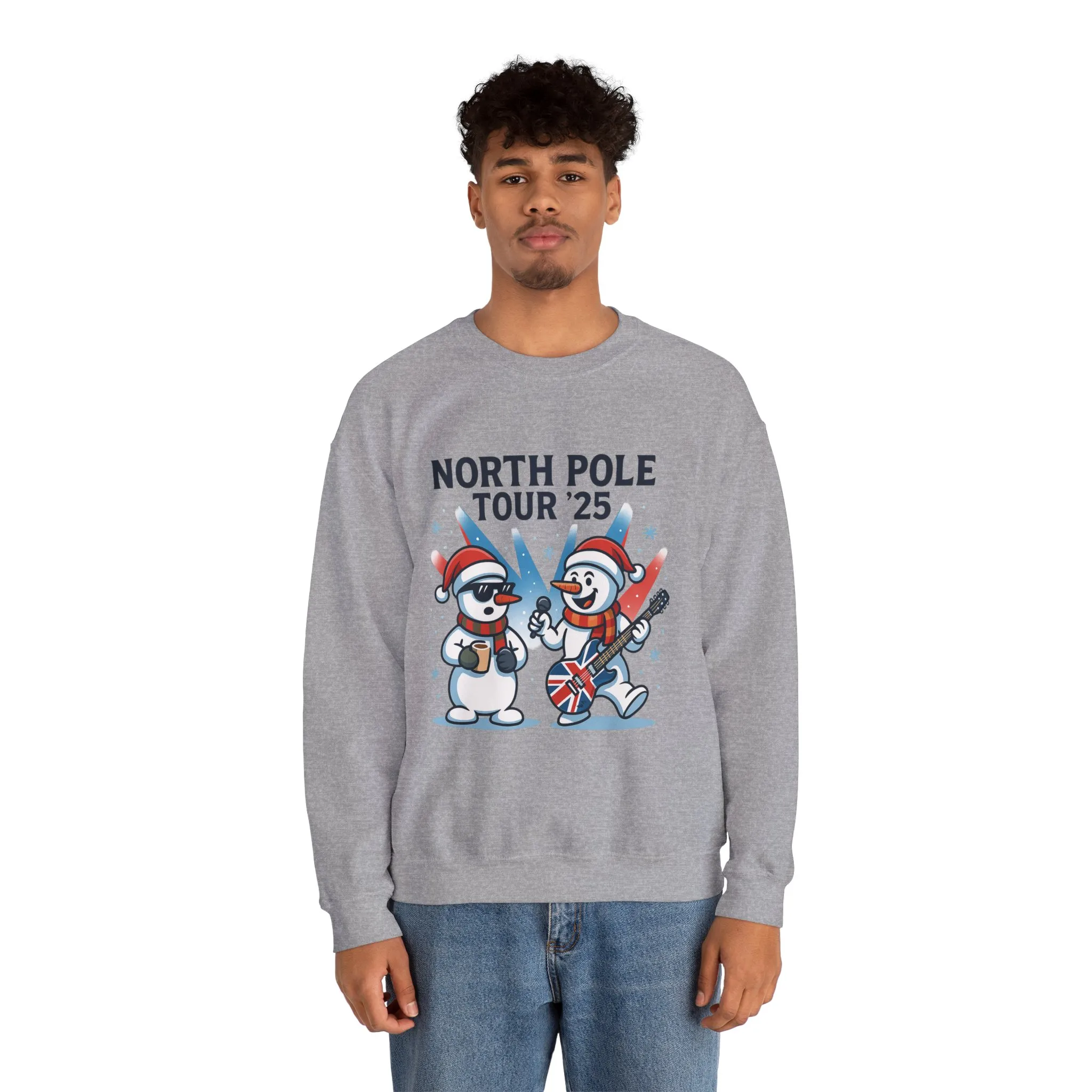 North Pole Tour 25 Men's Christmas Sweatshirt, Funny Rock Band Holiday Jumper - Image 8