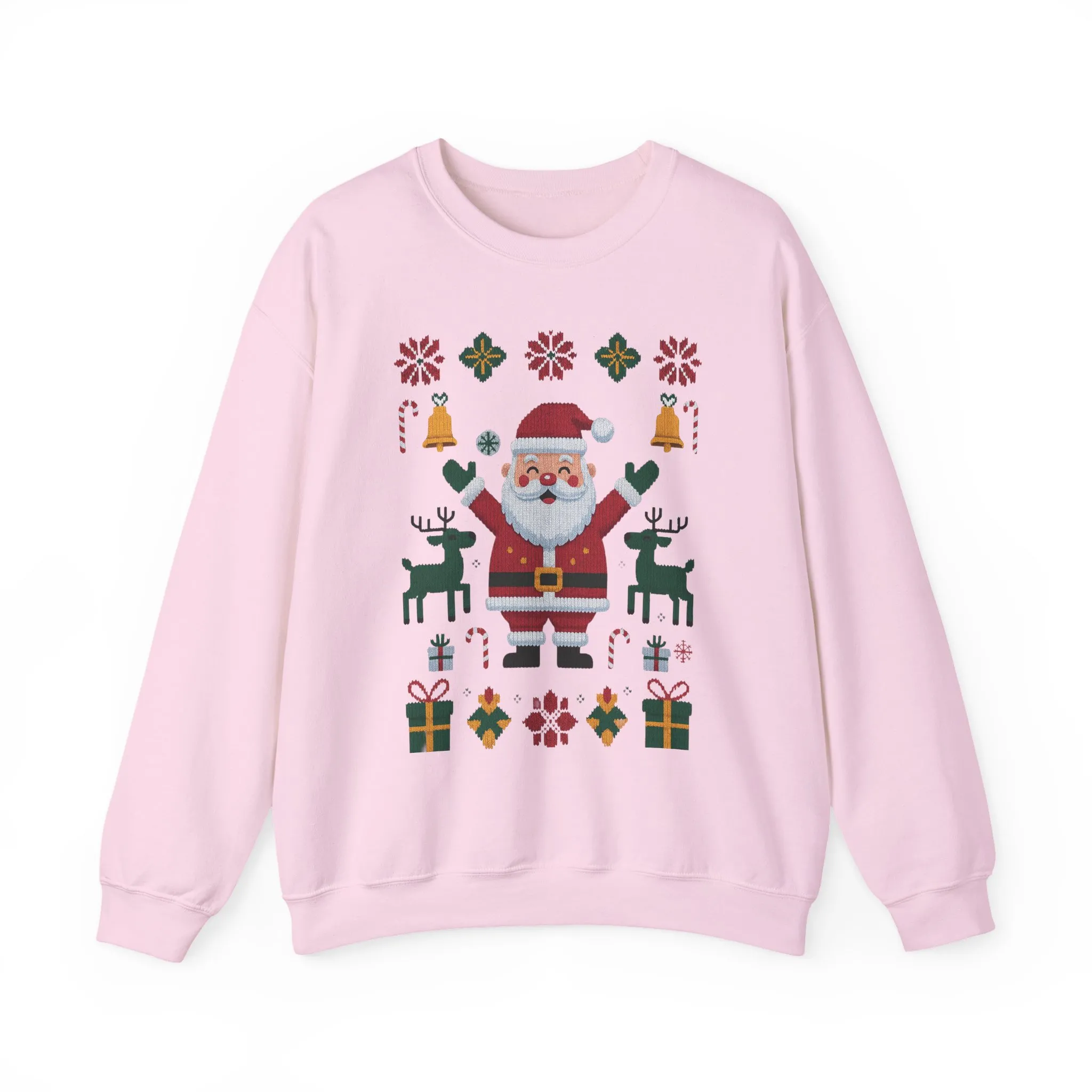 Santa Christmas Sweatshirt, Cute Reindeer Holiday Jumper, Nordic Style Ugly Christmas Sweater for Women - Image 25