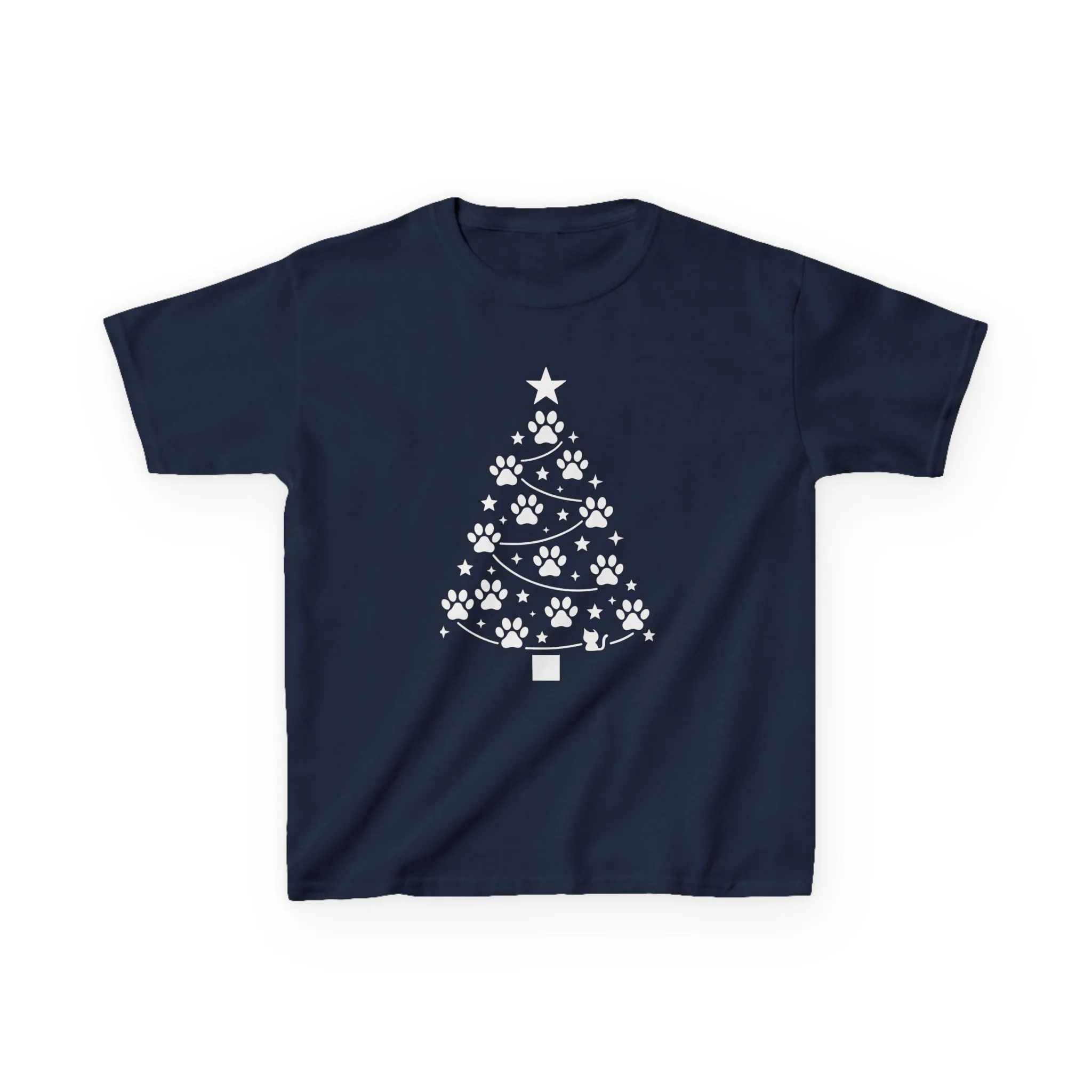 Paw Christmas Tree Girls Youth T-Shirt, Cute Pet Lover Holiday Tee - Image 7