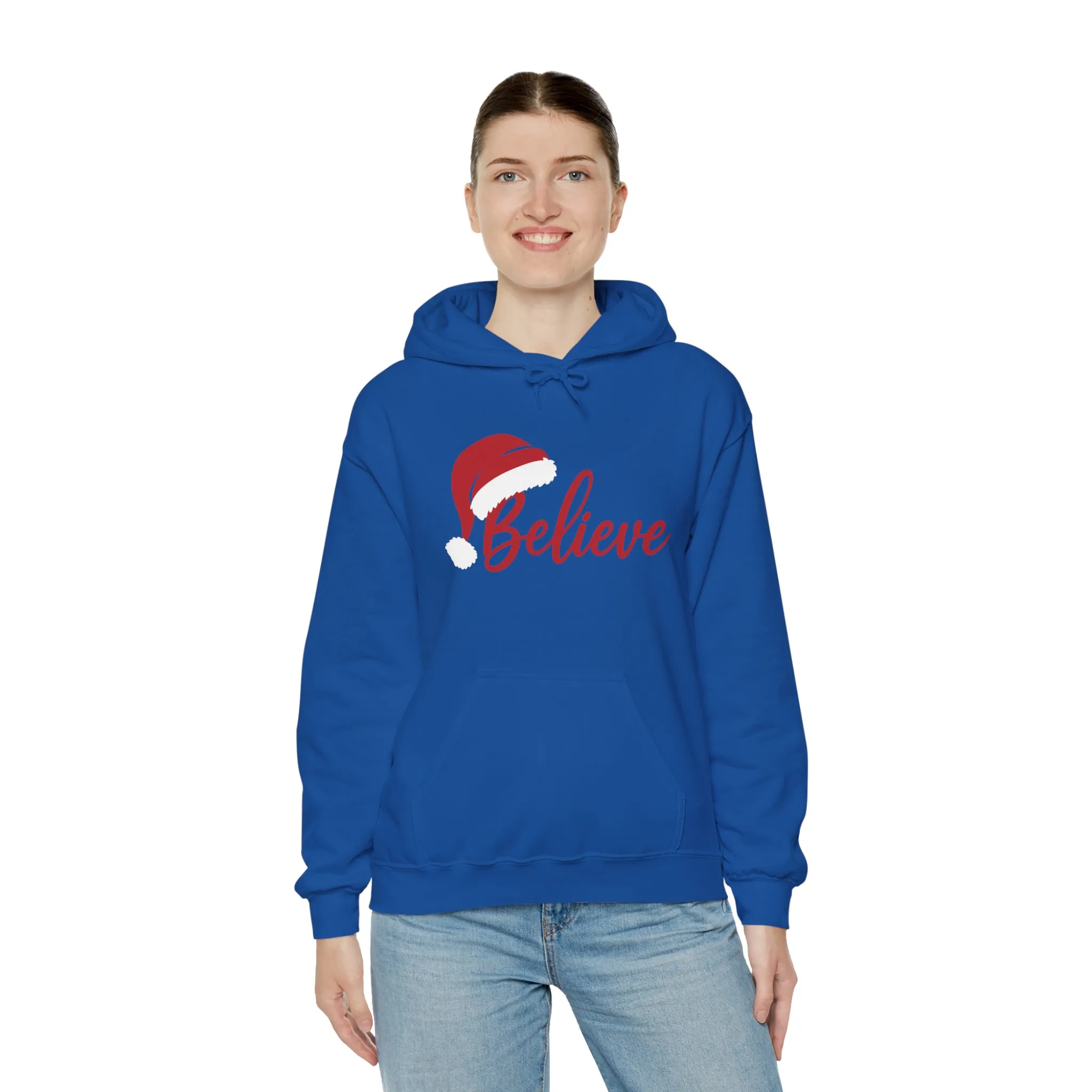 Believe Christmas Women's Hoodie, Minimal Santa Hat Holiday Sweatshirt for Women - Image 20