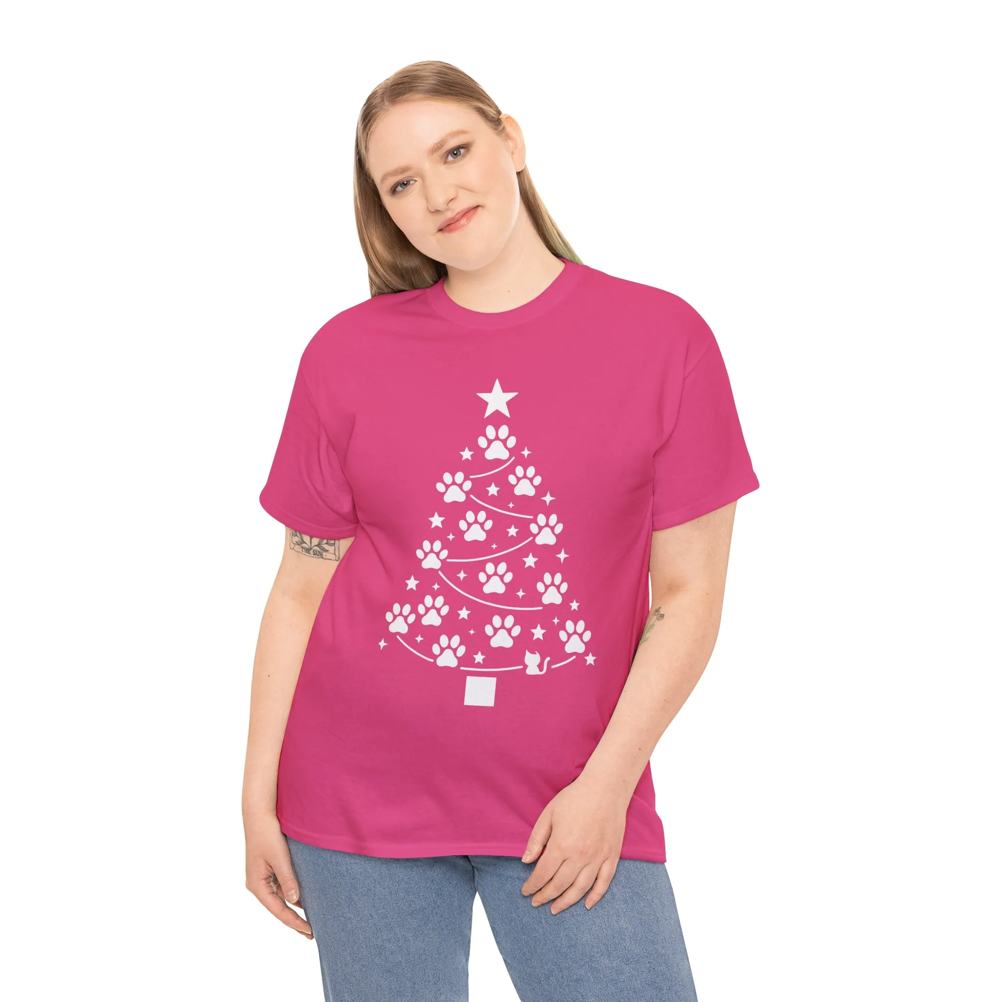 Paw Christmas Tree Women's T-Shirt, Pet Lover Holiday Tee - Image 18