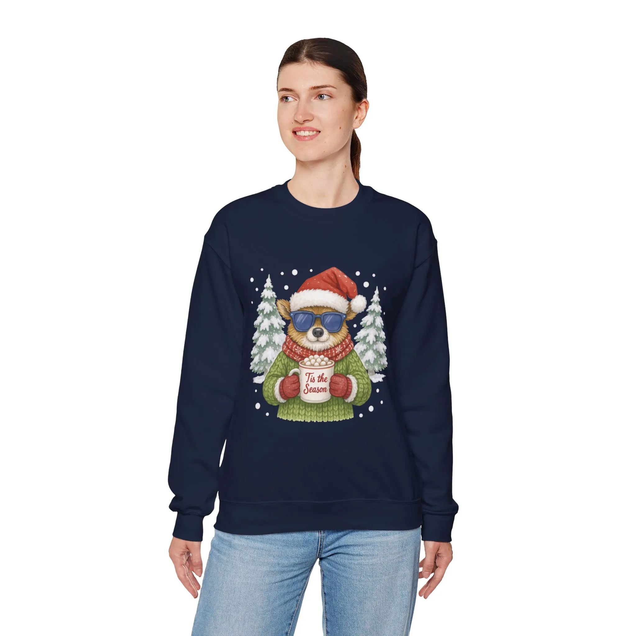 Women's Tis the Season Christmas Sweatshirt, Festive Reindeer Pullover - Image 3