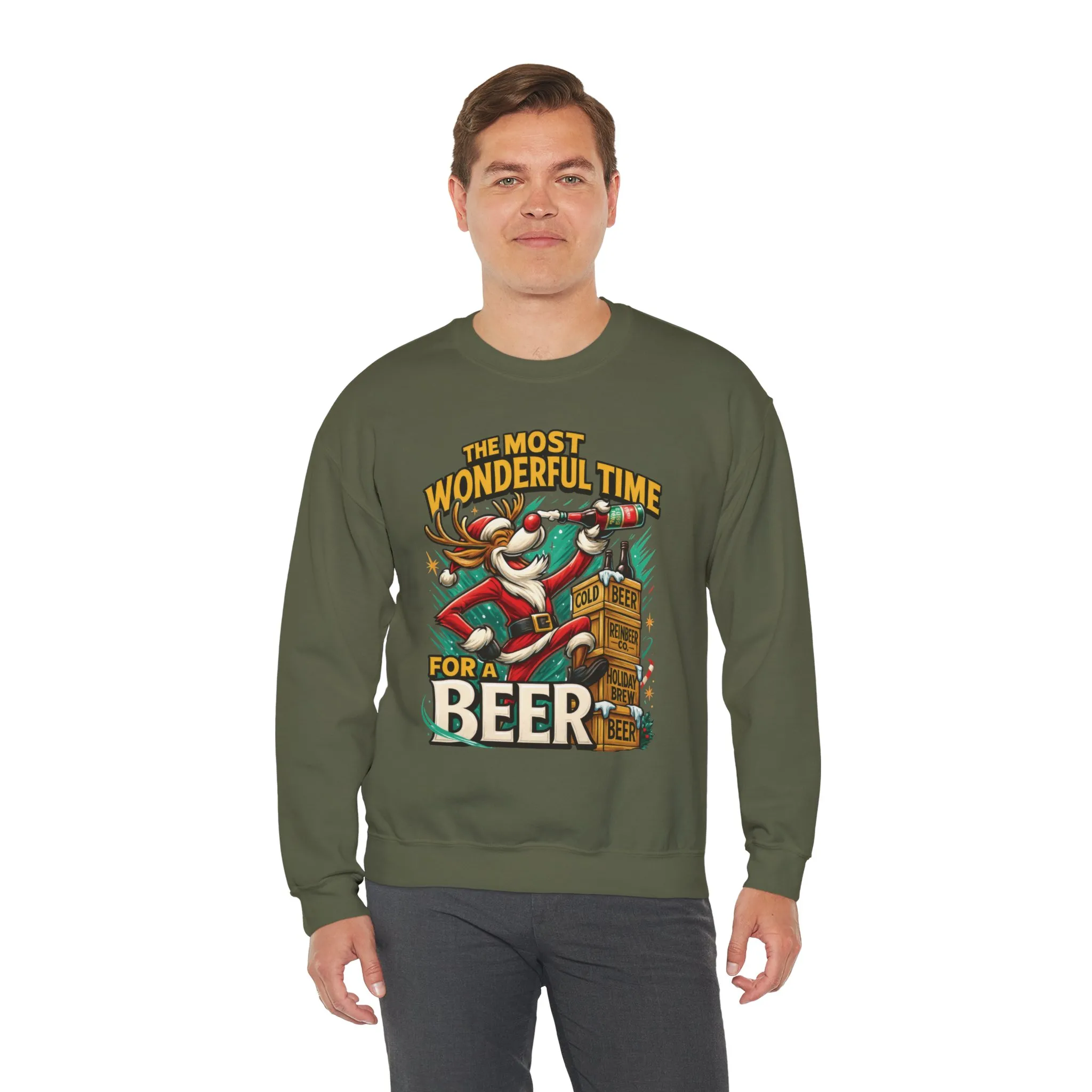Funny Christmas Beer Men's Sweatshirt, The Most Wonderful Time for a Beer - Image 12