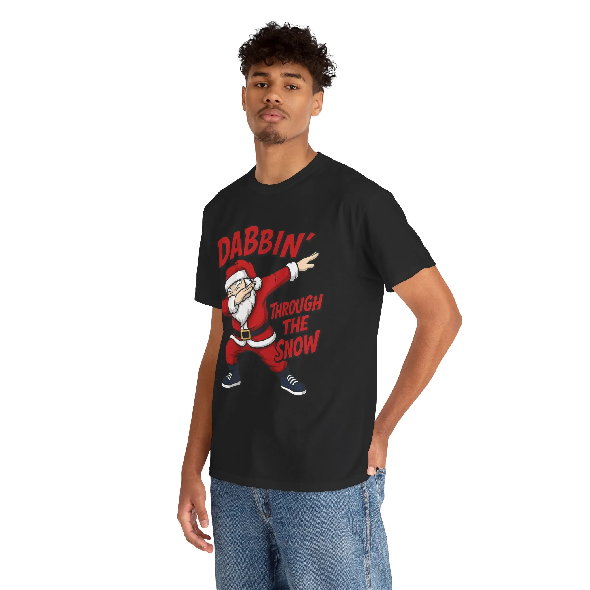 Dabbin Through The Snow Santa Men's Christmas T-Shirt, Funny Holiday Tee - Image 3