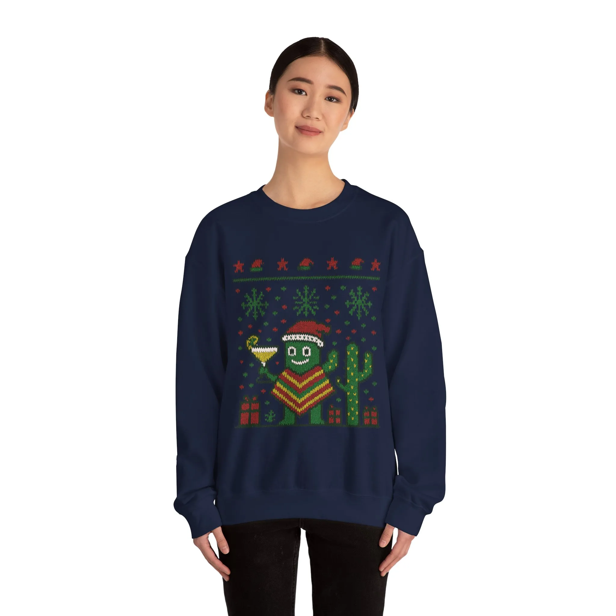 Festive Cactus Christmas Women's Sweatshirt, Funny Santa Hat Holiday Pullover, Women's Heavy Blend™ Crewneck Sweatshirt - Image 20