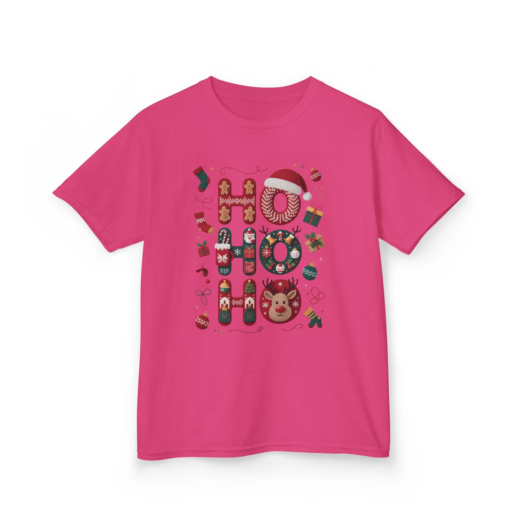 Ho Ho Ho Kids Christmas T-Shirt, Cute Girls Holiday Outfit, Reindeer, Gingerbread - Santa Hat Design, Cozy Winter Top - Image 17