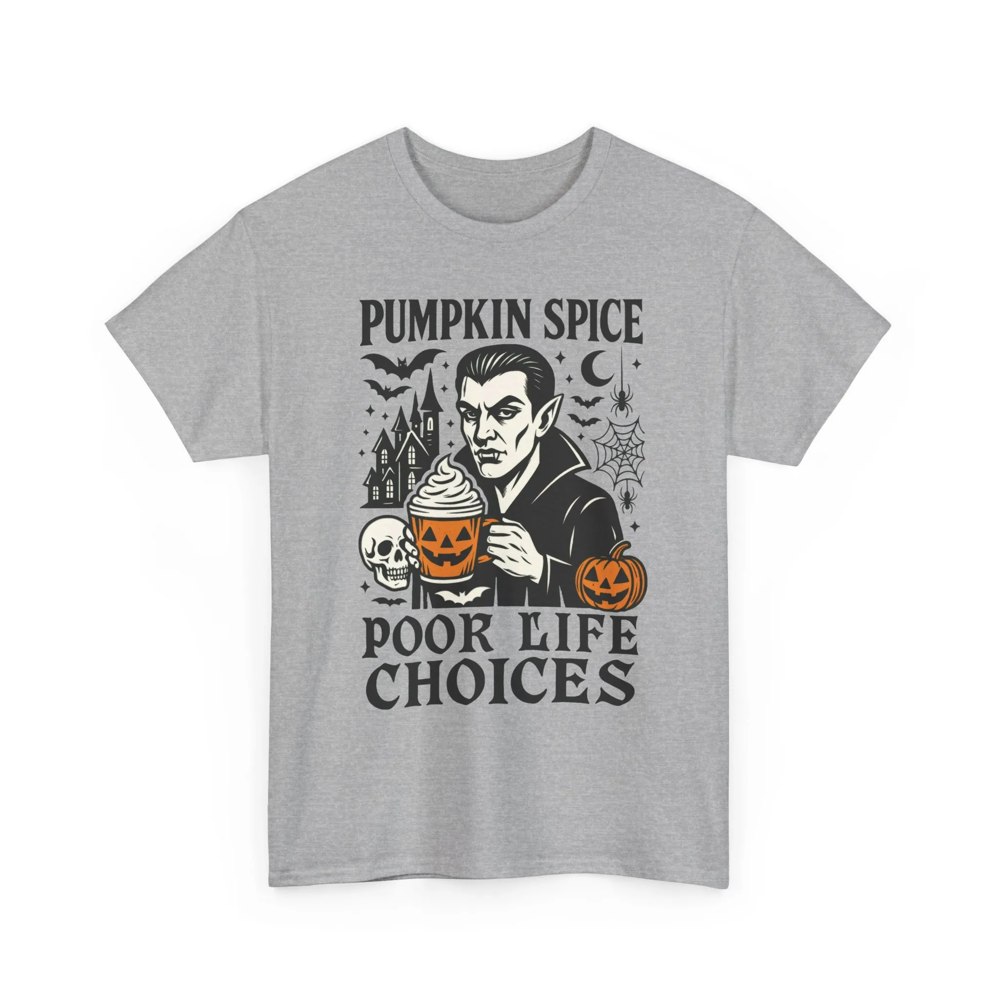 Pumpkin Spice Poor Life Choices Men's T-Shirt, Funny Vampire Coffee Halloween Graphic Tee - Image 7