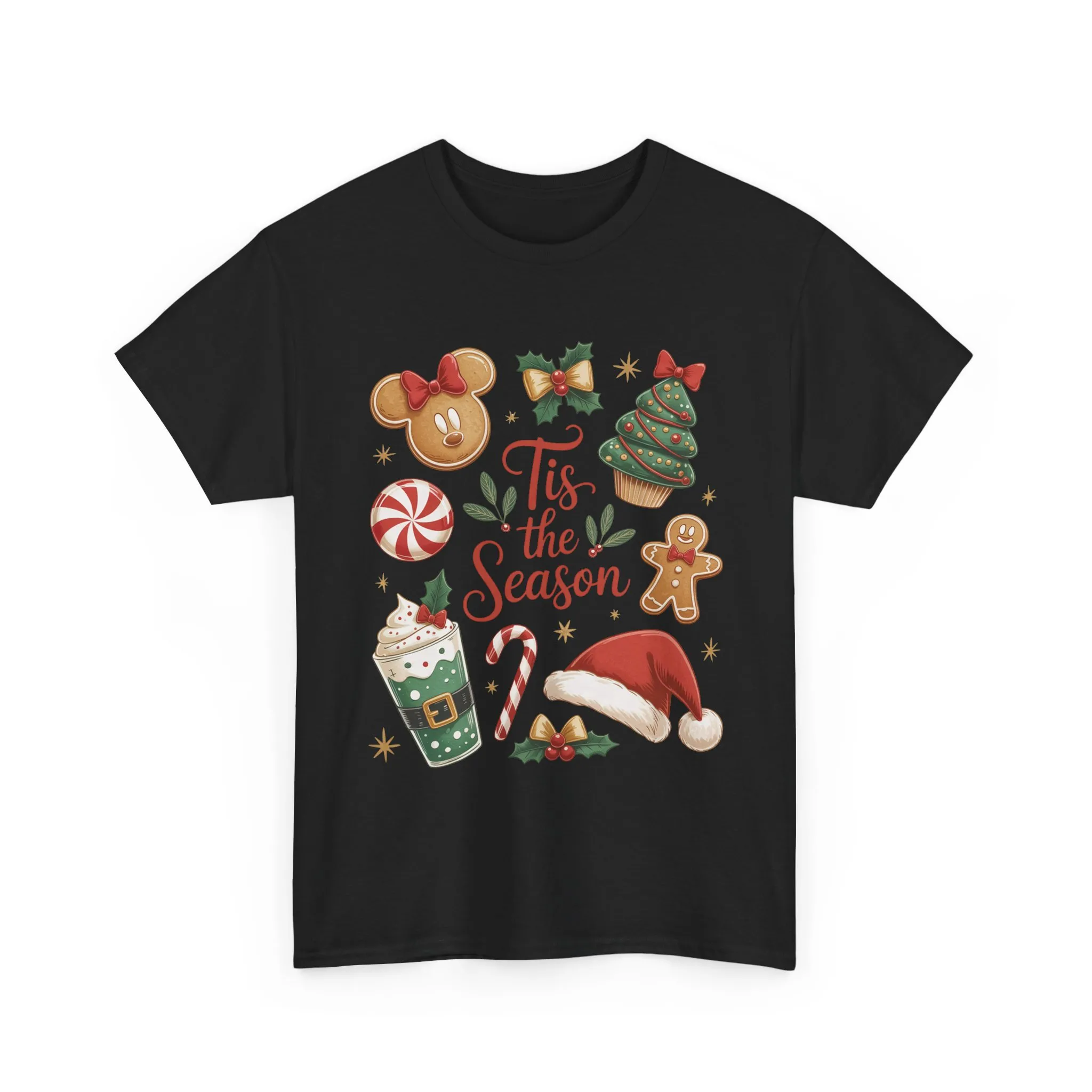 Women's Tis the Season Christmas Shirt, Cute Holiday Cookie - Coffee Tee, Women's Heavy Cotton Tee - Image 2