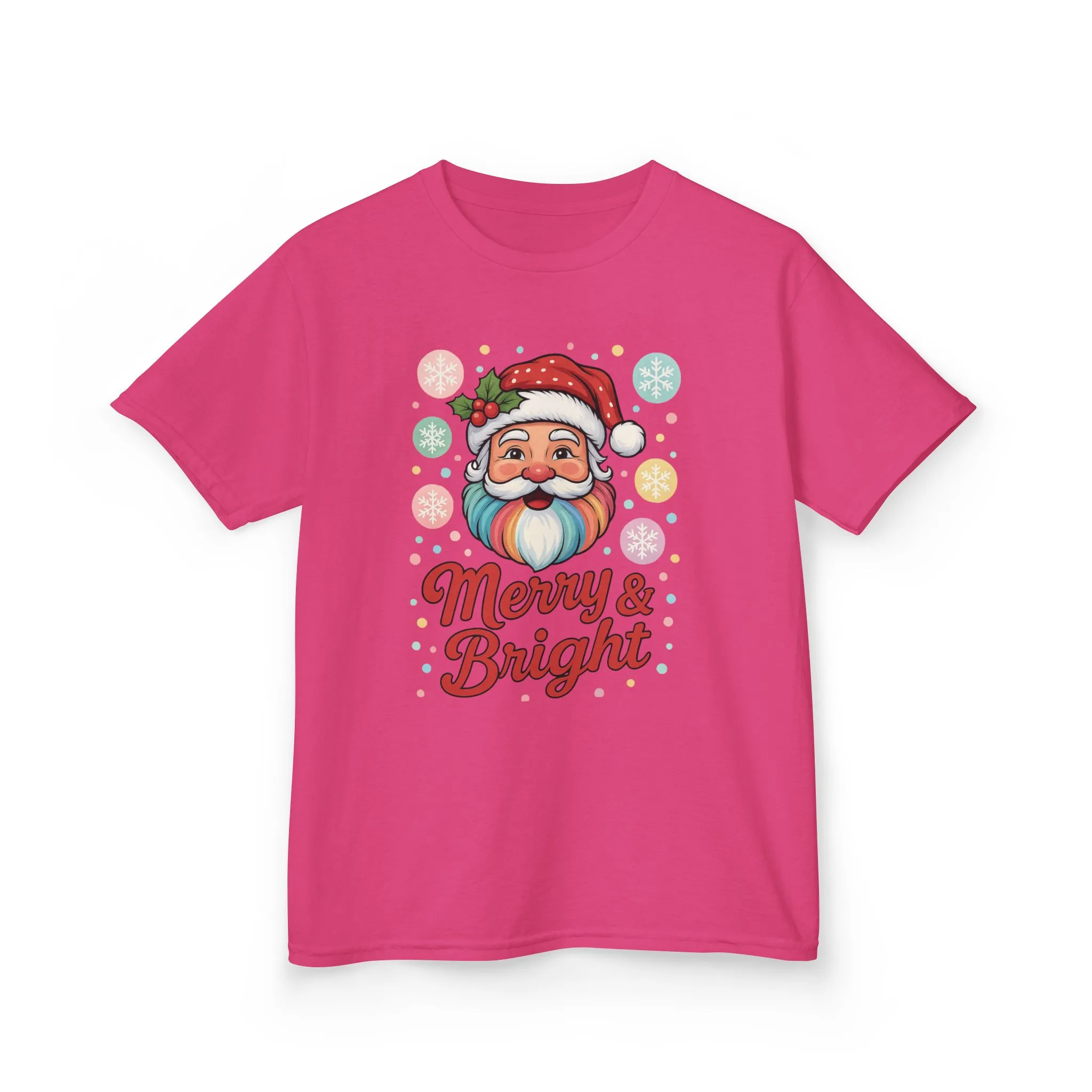 Kids Merry - Bright Santa Christmas T-Shirt, Cute Pastel Holiday Tee, Colorful Santa Shirt for Girls - Image 15