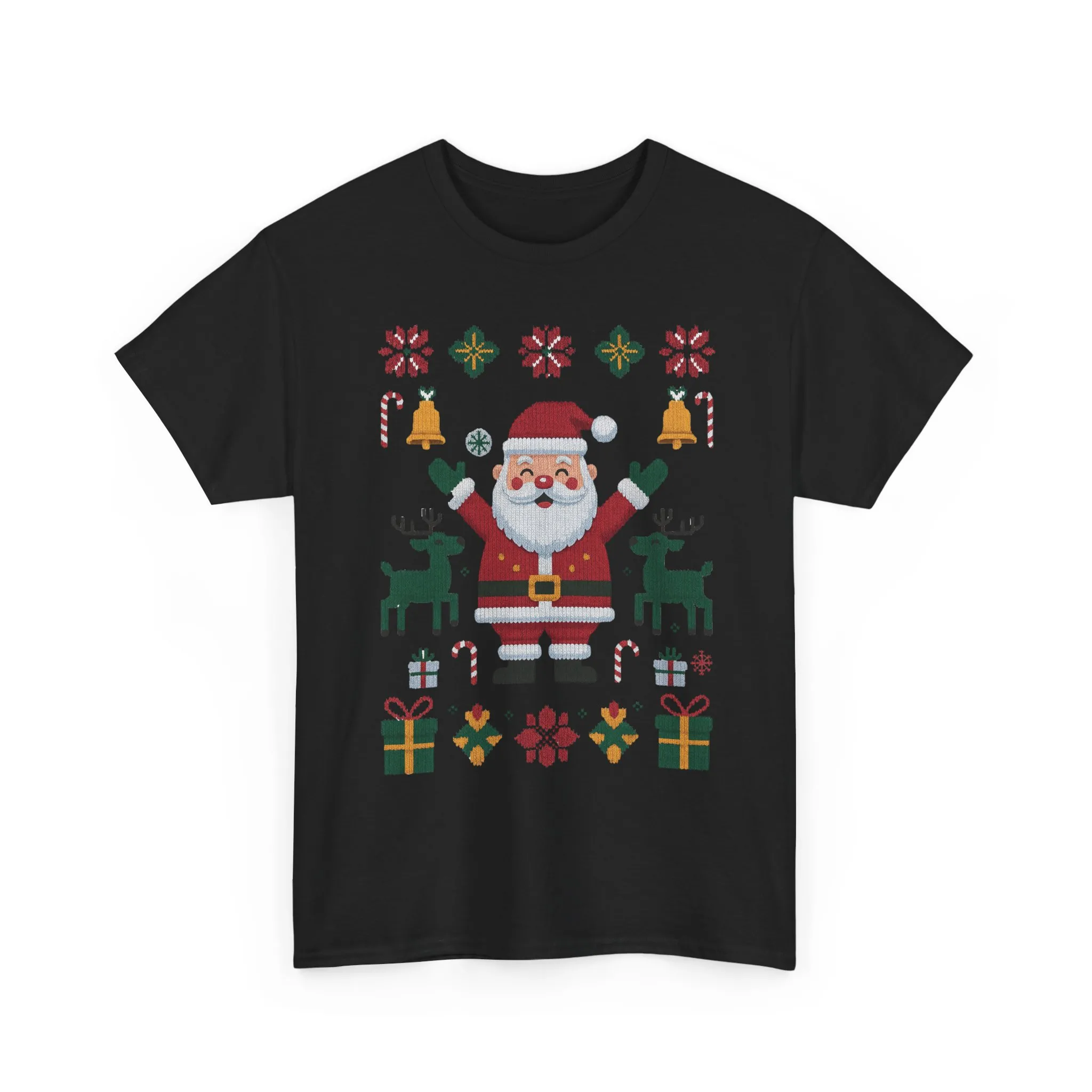 Santa Christmas T-Shirt, Cute Reindeer Holiday Tee, Classic Nordic Christmas Shirt for Women - Image 7