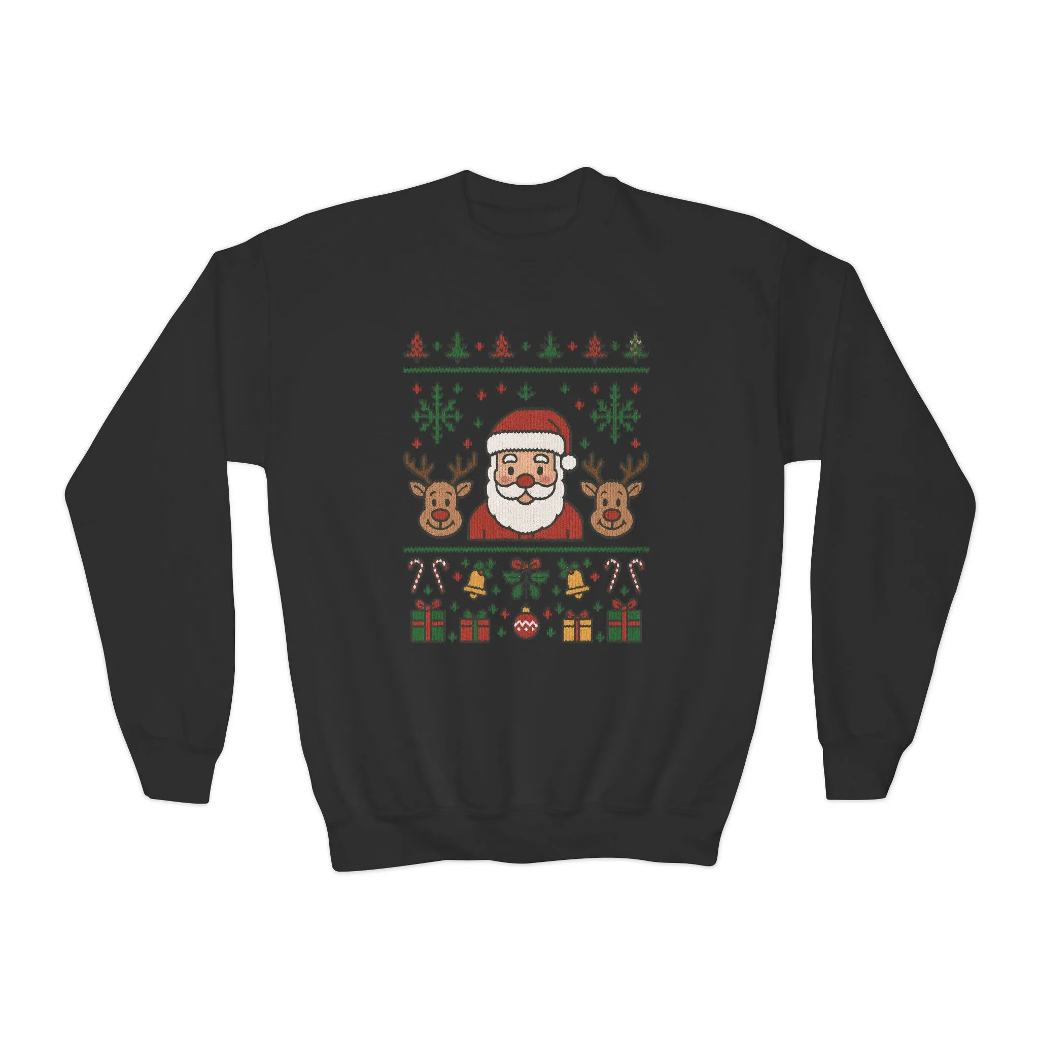 Santa - Reindeer Christmas Sweatshirt for Kids, Cozy Holiday Jumper, Youth Crewneck Sweatshirt - Image 7