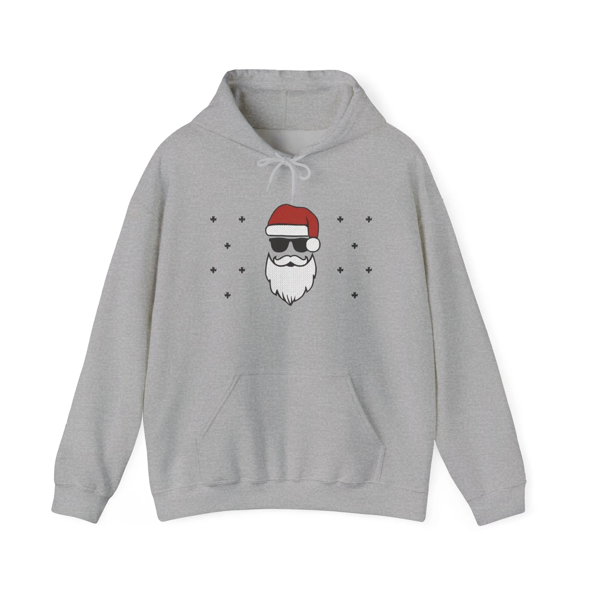 Cool Santa Men’s Hoodie, Funny Christmas Sweatshirt, Retro Knit Holiday Style - Image 2