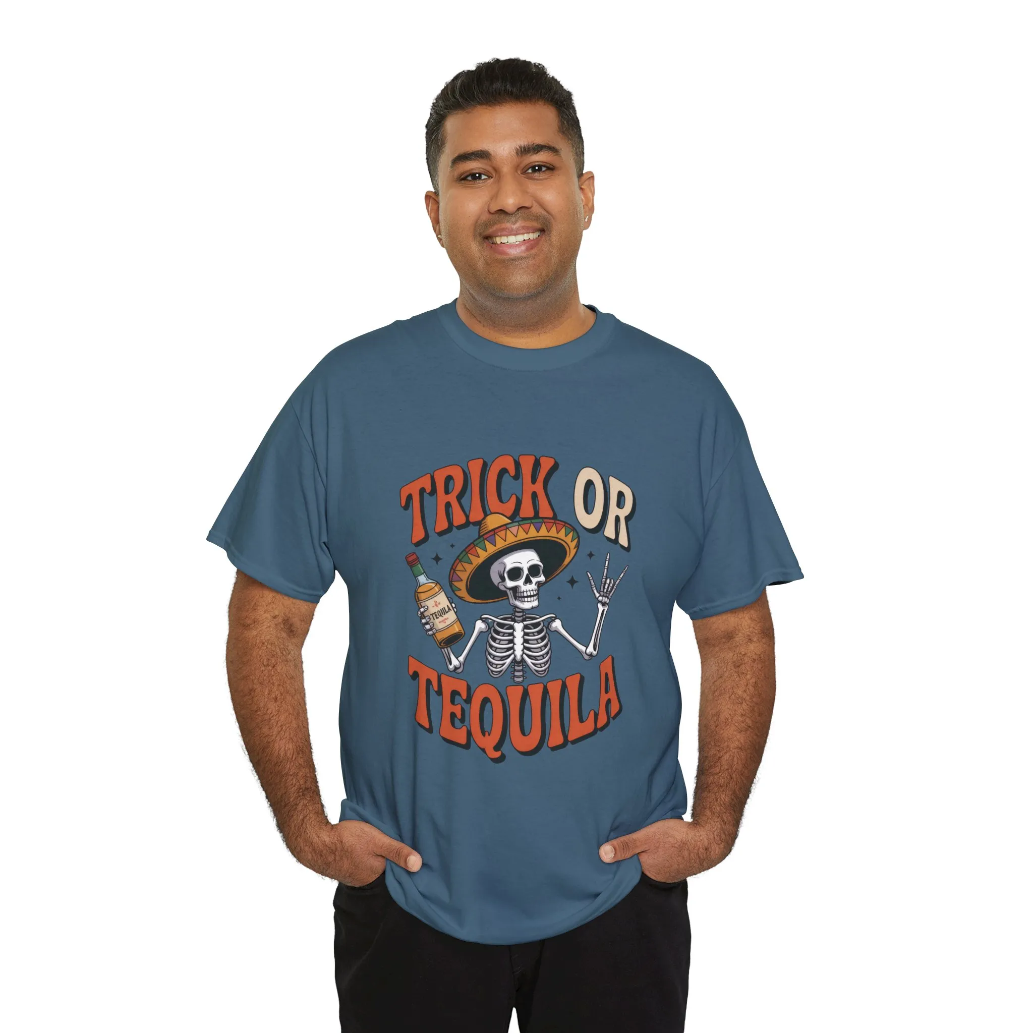 Trick or Tequila Skeleton Men's T-Shirt , Funny Halloween Drinking Party Tee for Men - Image 18