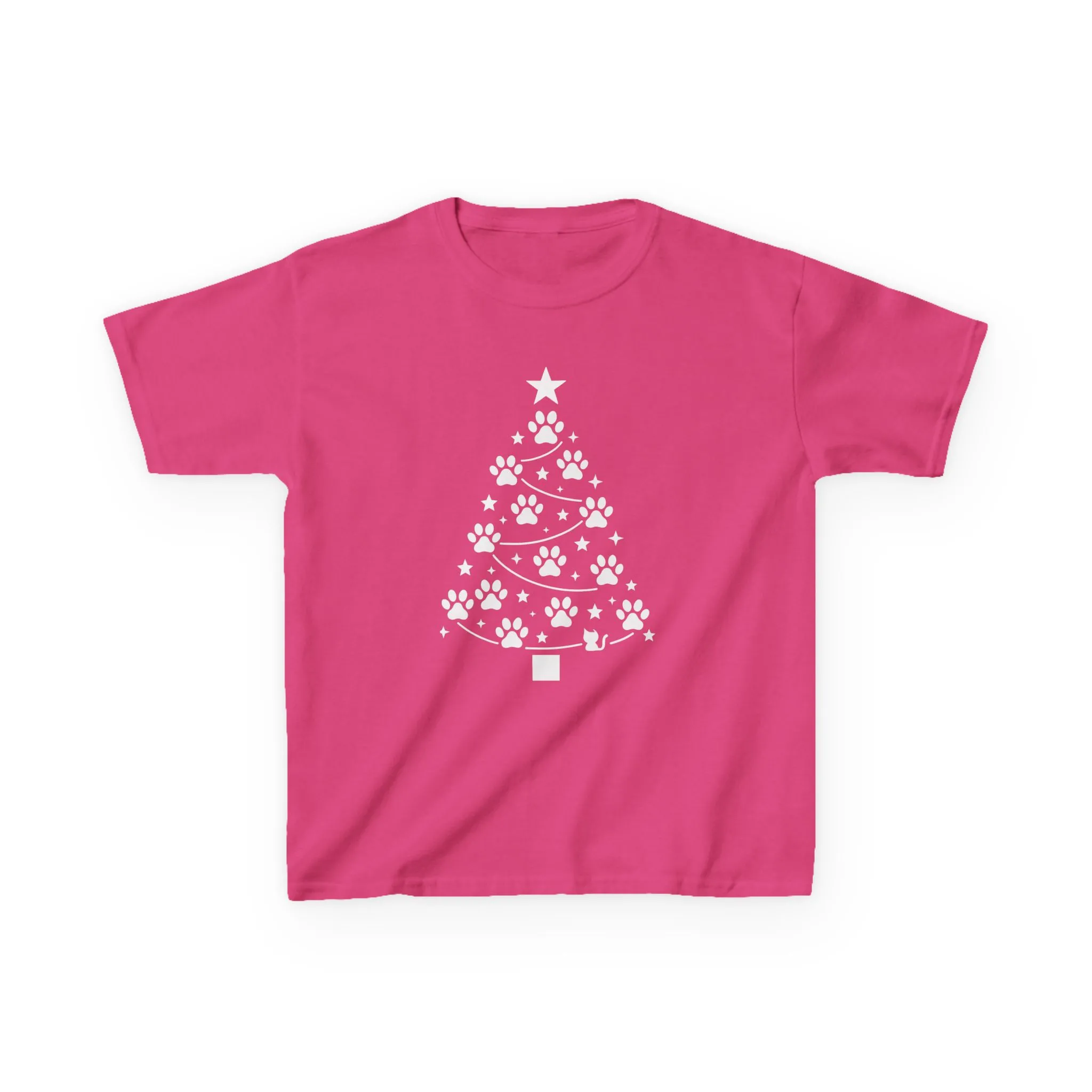 Paw Christmas Tree Girls Youth T-Shirt, Cute Pet Lover Holiday Tee - Image 11