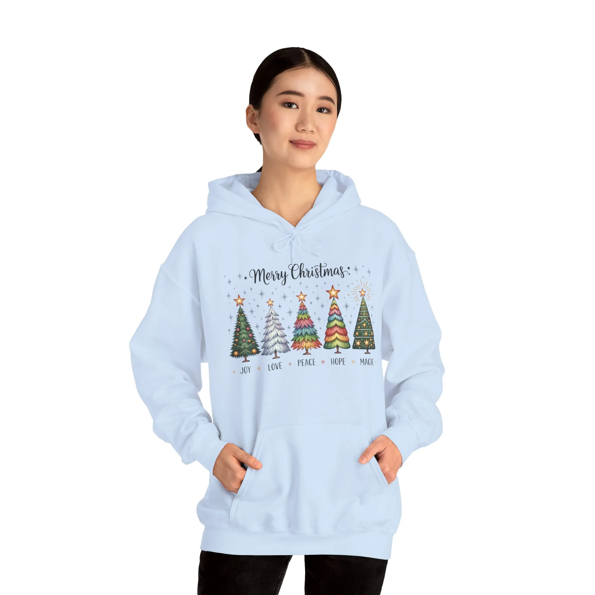 Merry Christmas Women's Hoodie, Joy Love Peace Hope Magic Holiday Hoodie, Women's Heavy Blend™ Hooded Sweatshirt - Image 11