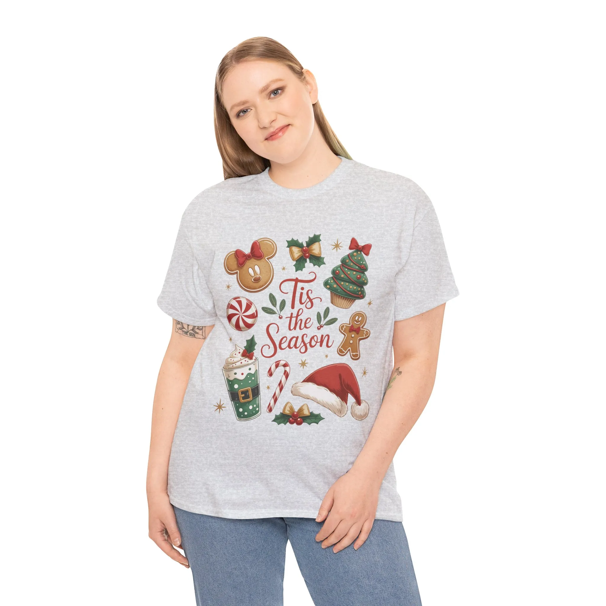 Women's Tis the Season Christmas Shirt, Cute Holiday Cookie - Coffee Tee, Women's Heavy Cotton Tee - Image 6