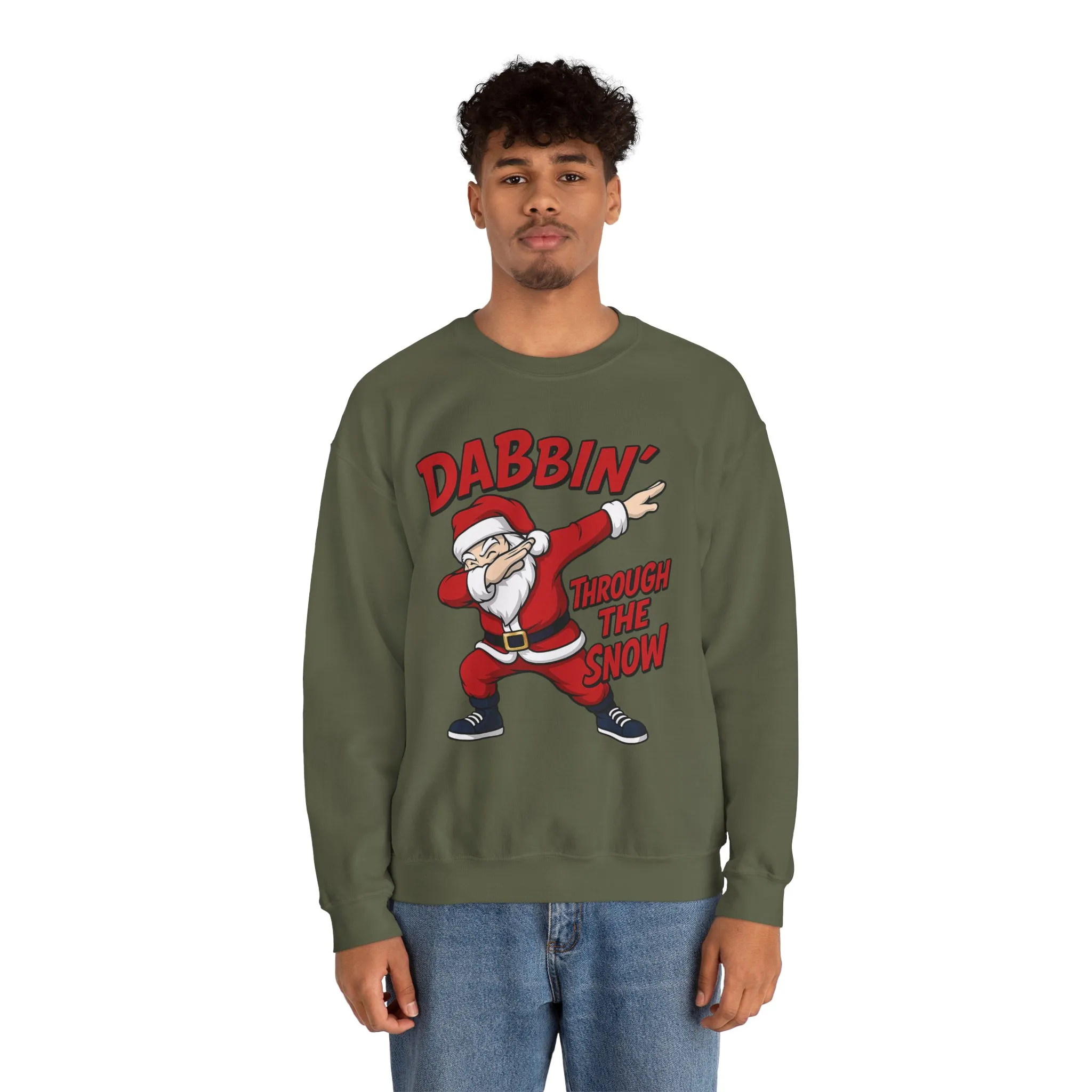 Dabbin Through The Snow Santa Men's Christmas Sweatshirt, Funny Holiday Jumper - Image 14