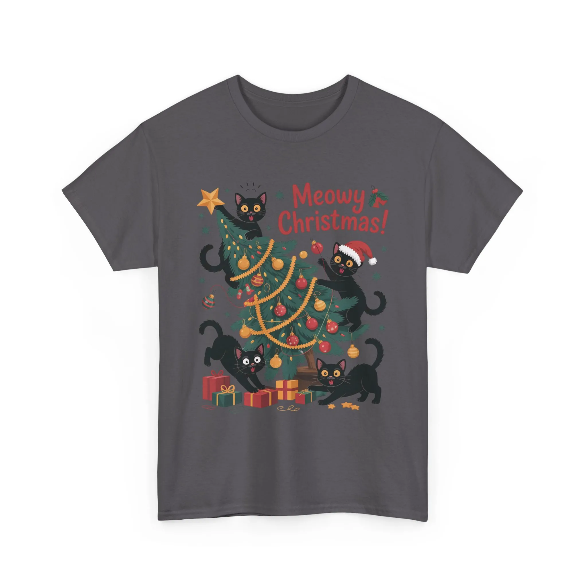 Funny Black Cats Christmas Tree T-Shirt, Cute Cat Lover Holiday Tee, Christmas Cat Chaos Shirt for Women - Image 13