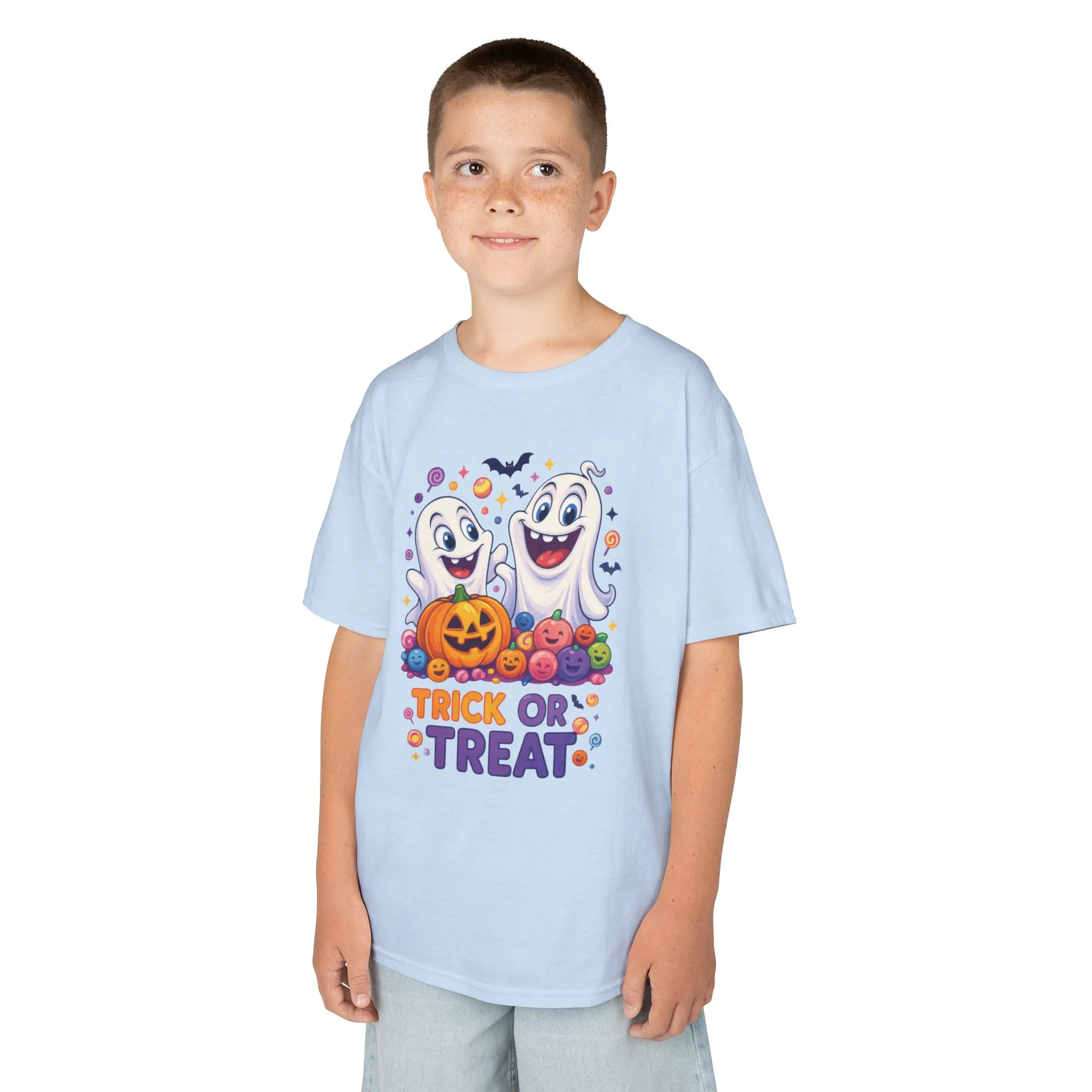 Trick or Treat Kids Halloween T-Shirt, Cute Ghosts Pumpkin Design, Fun Spooky Tee for Boys Girls - Image 12