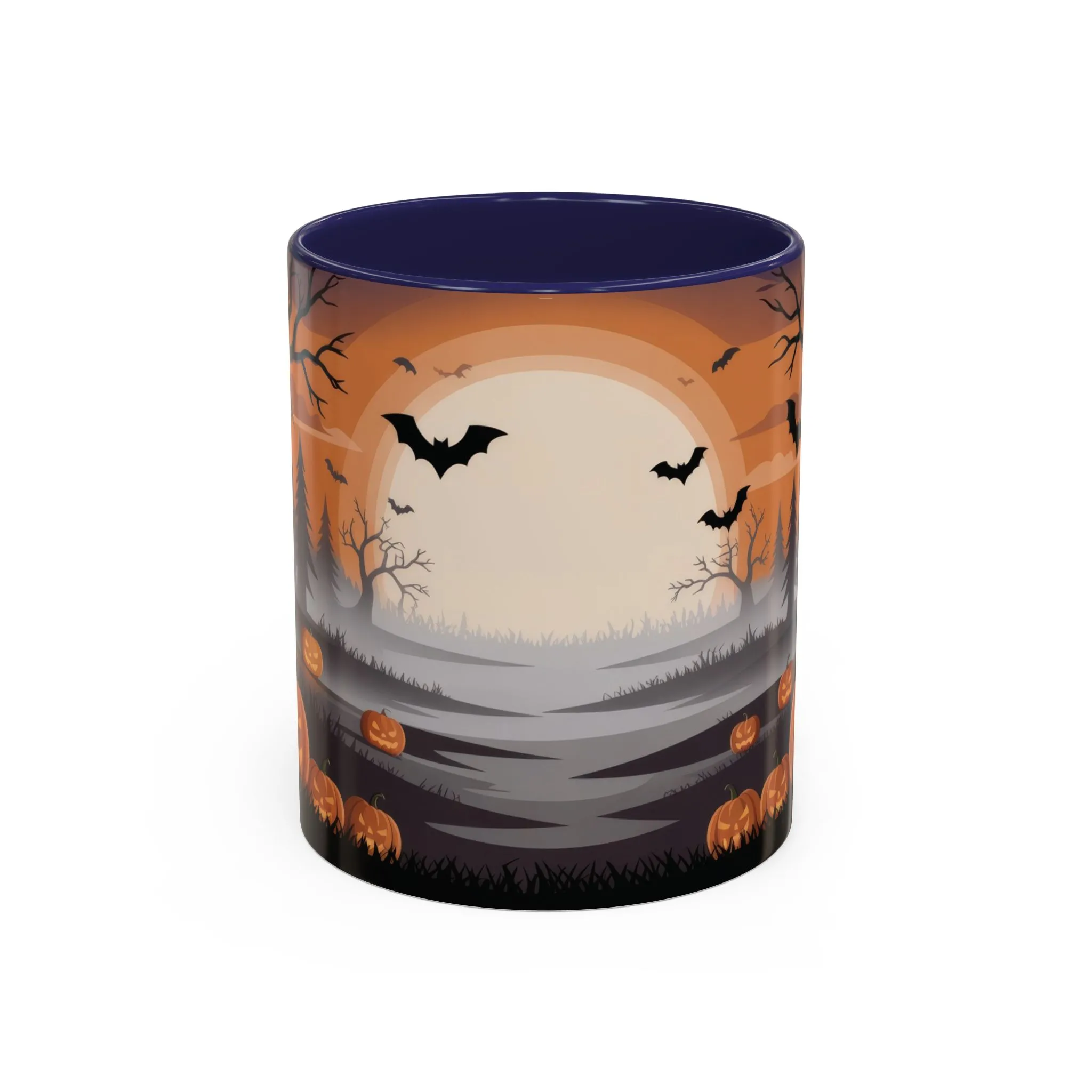 Halloween Pumpkin Forest Mug, Spooky Sunset Landscape Coffee Cup, Gothic Fall Gift for Her - Him, Accent Coffee Mug (11, 15oz) - Image 6