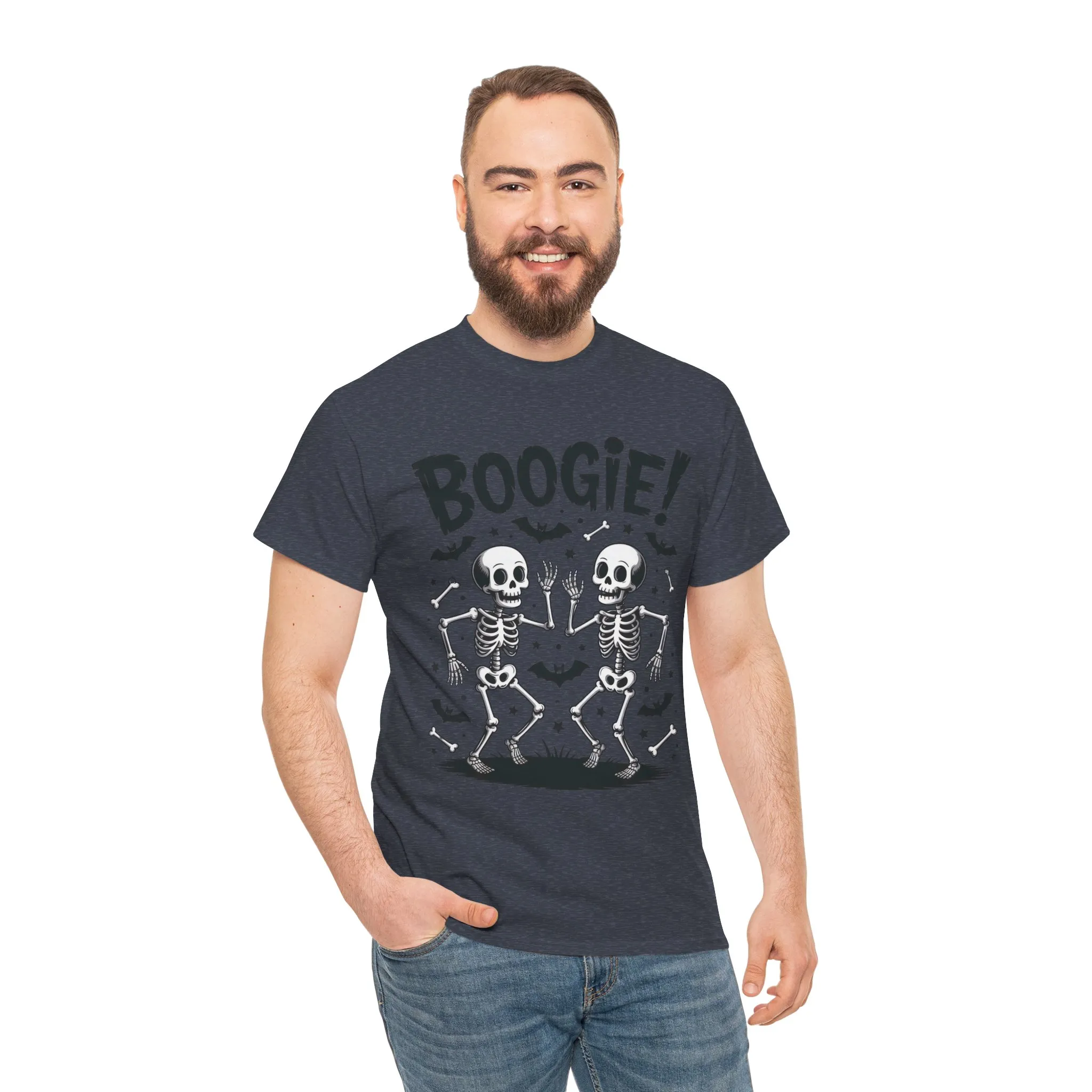 BOOGIE! Dancing Skeleton Halloween Mens's T-Shirt, Funny Spooky Graphic Tee for Men, Men'sHeavy Cotton Tee - Image 20