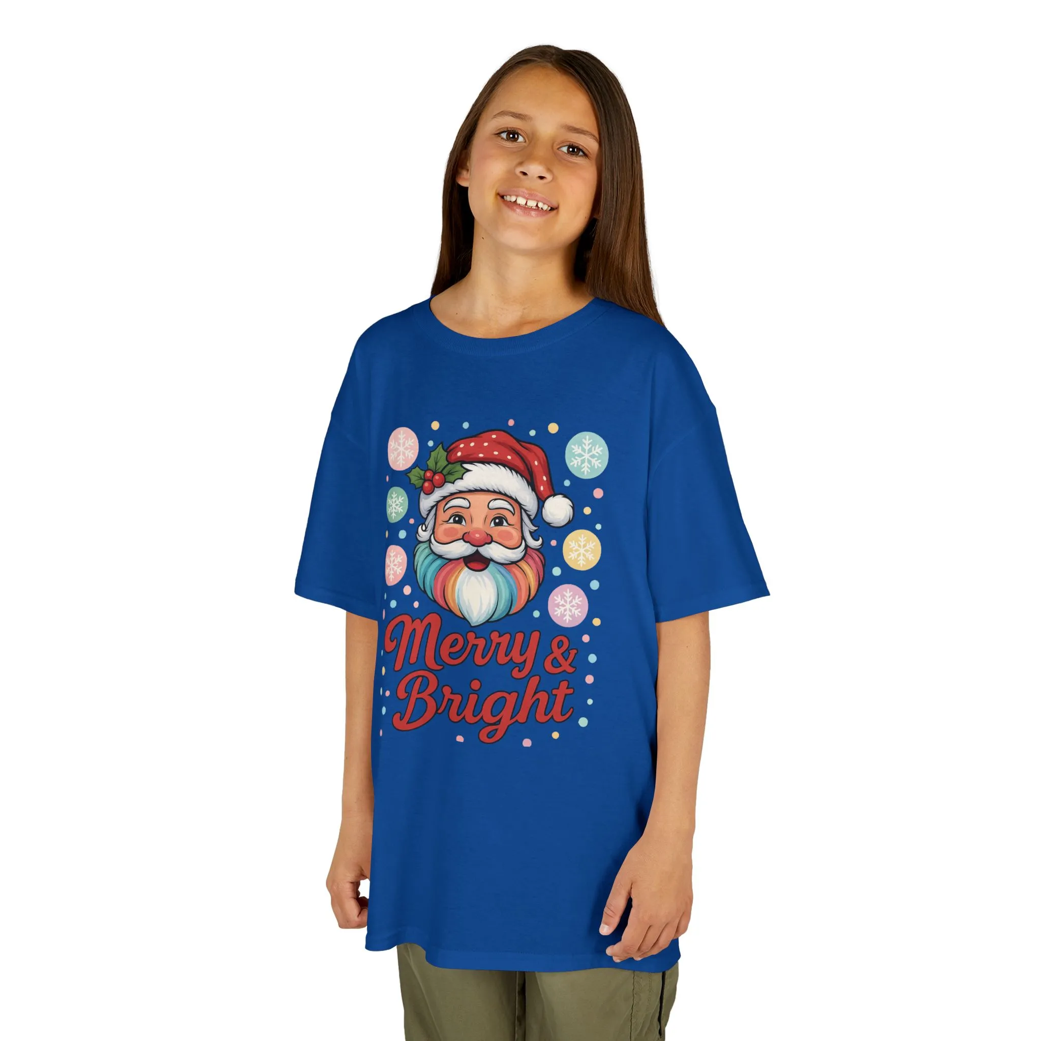 Kids Merry - Bright Santa Christmas T-Shirt, Cute Pastel Holiday Tee, Colorful Santa Shirt for Girls - Image 10