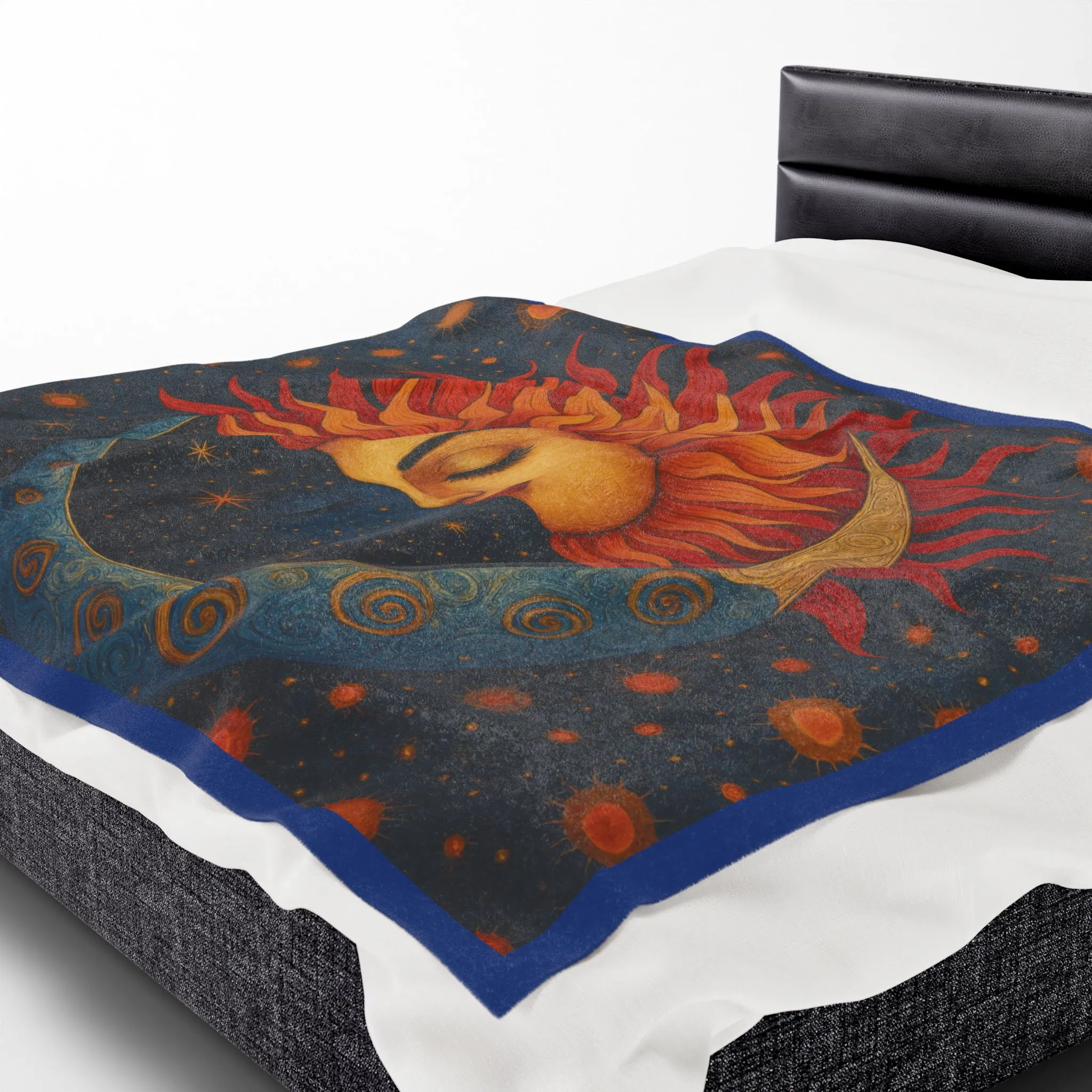 Sun and Moon Velveteen Plush Blanket, Celestial Cosmic Throw Blanket, Boho Astrology Home Decor, Cozy Spiritual Gift for Star Lovers - Image 6