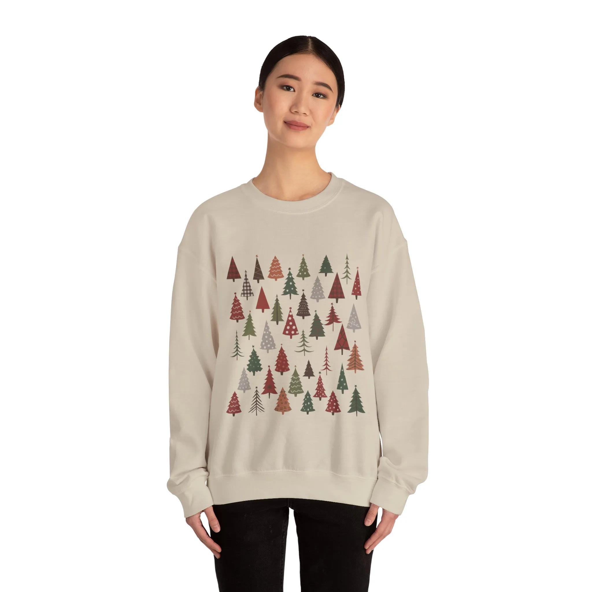 Women's Minimal Christmas Tree Sweatshirt, Rustic Holiday Pullover - Image 11