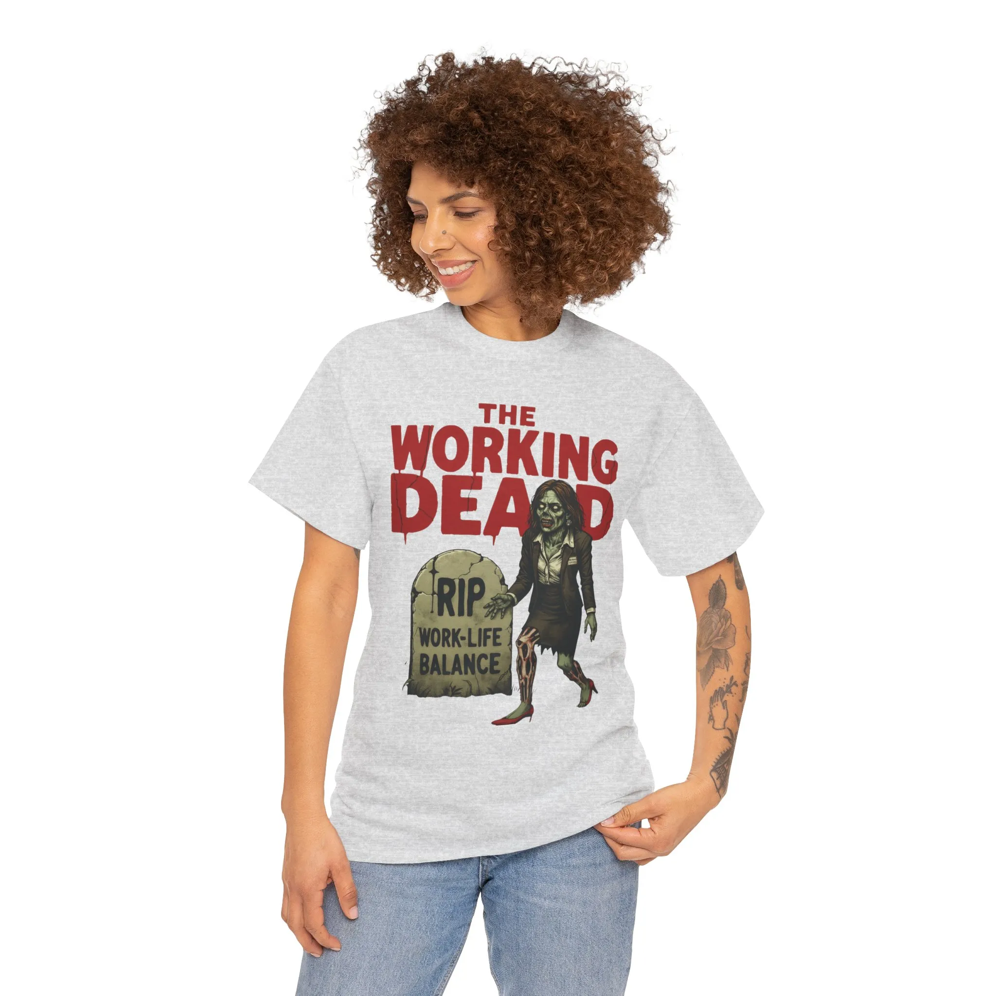 The Working Dead Women's Shirt, Funny Work Life Balance Zombie Tee, RIP Work Shirt, Halloween Office Humor, Overworked Shirt