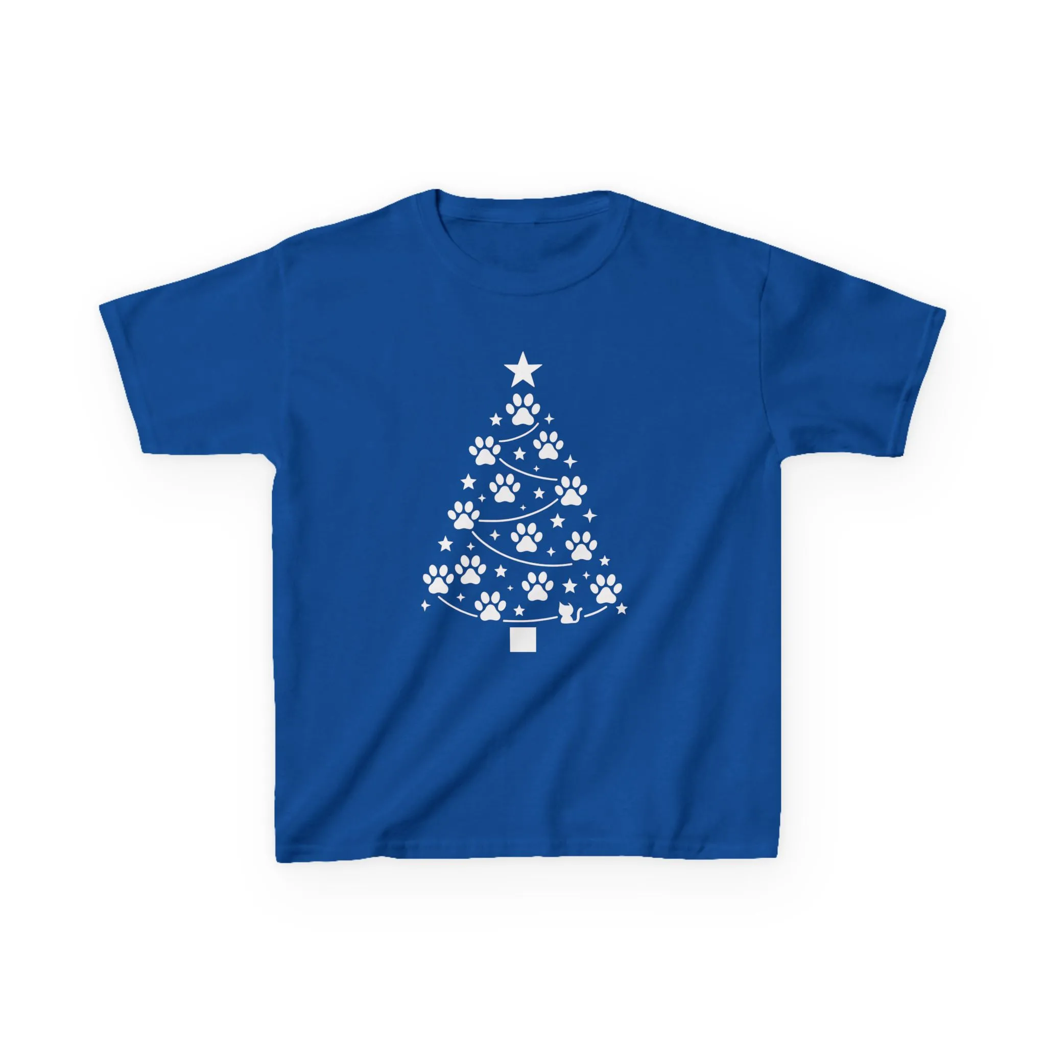 Paw Christmas Tree Girls Youth T-Shirt, Cute Pet Lover Holiday Tee - Image 5