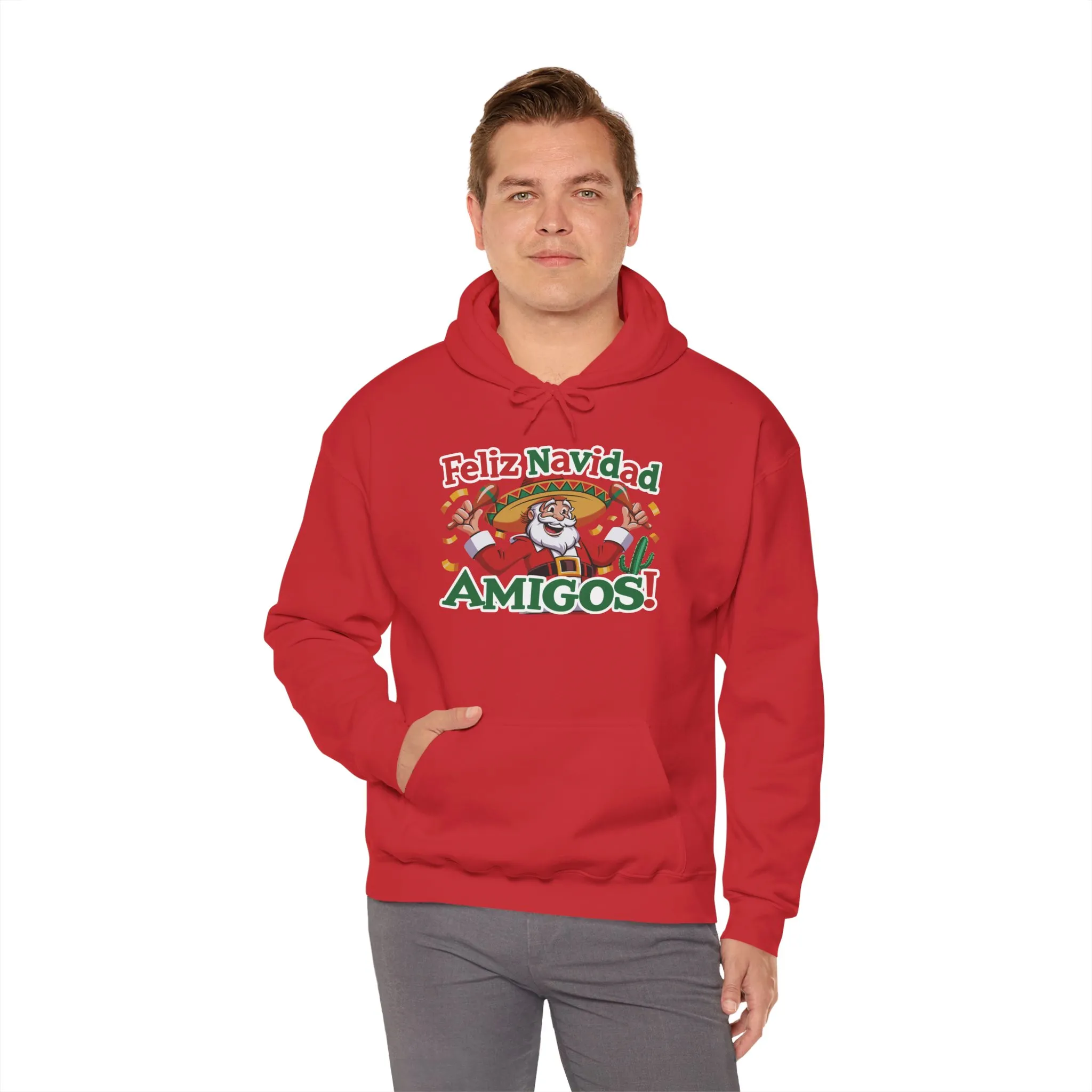 Feliz Navidad Amigos Hoodie, Funny Mexican Santa Christmas Hoodie, Latin Fiesta Holiday Sweatshirt for Men - Image 36