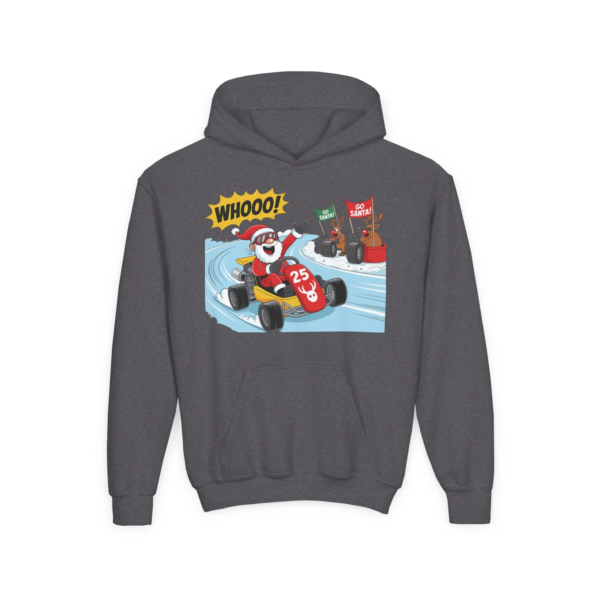 Go Santa Kart Racing Christmas Hoodie, Funny Santa - Reindeer Holiday Sweatshirt for Kids, Cute Christmas Jumper Youth Gift - Image 17