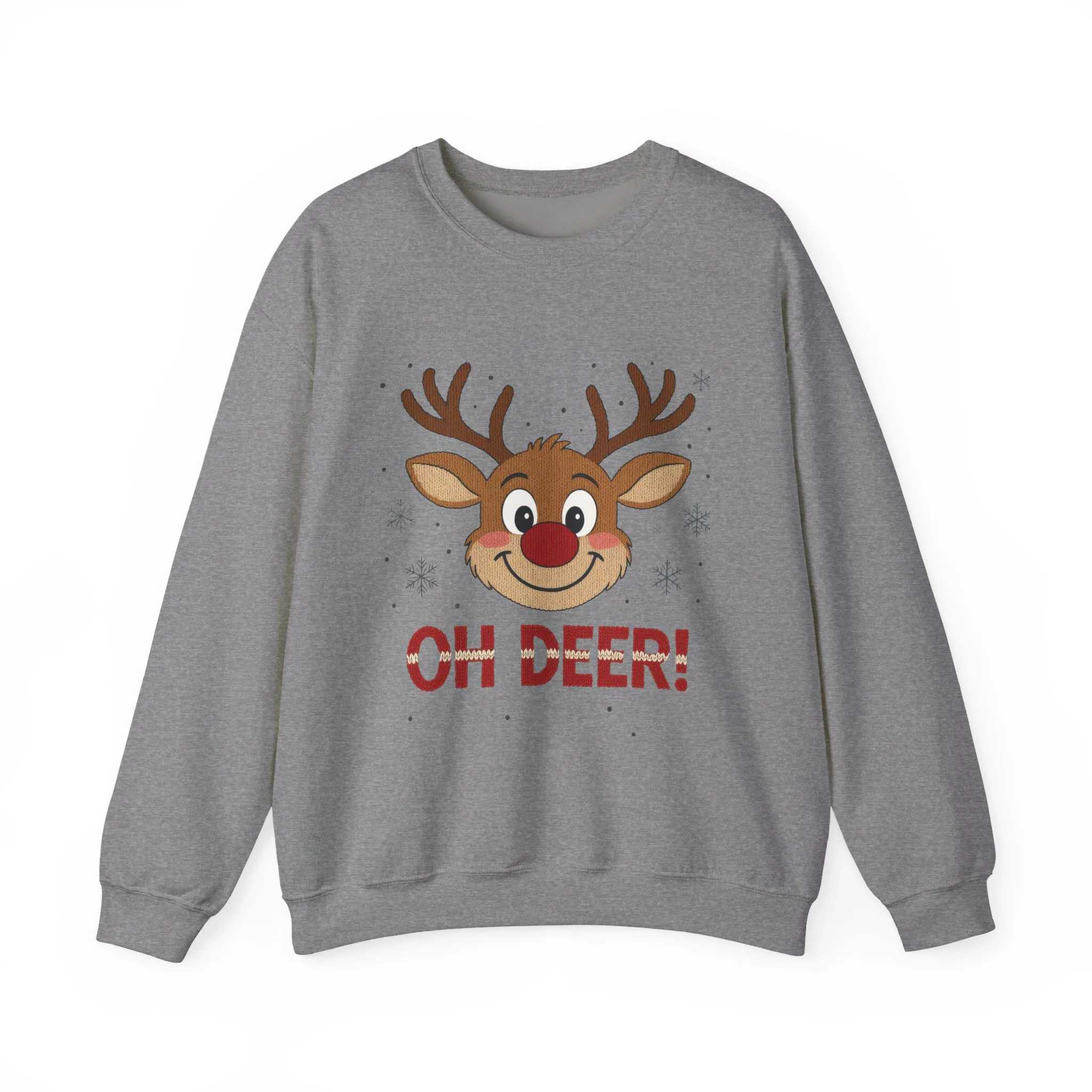 Womens Oh Deer Christmas Sweatshirt, Cute Reindeer Holiday Pullover, Women's Crewneck Sweatshirt - Image 13
