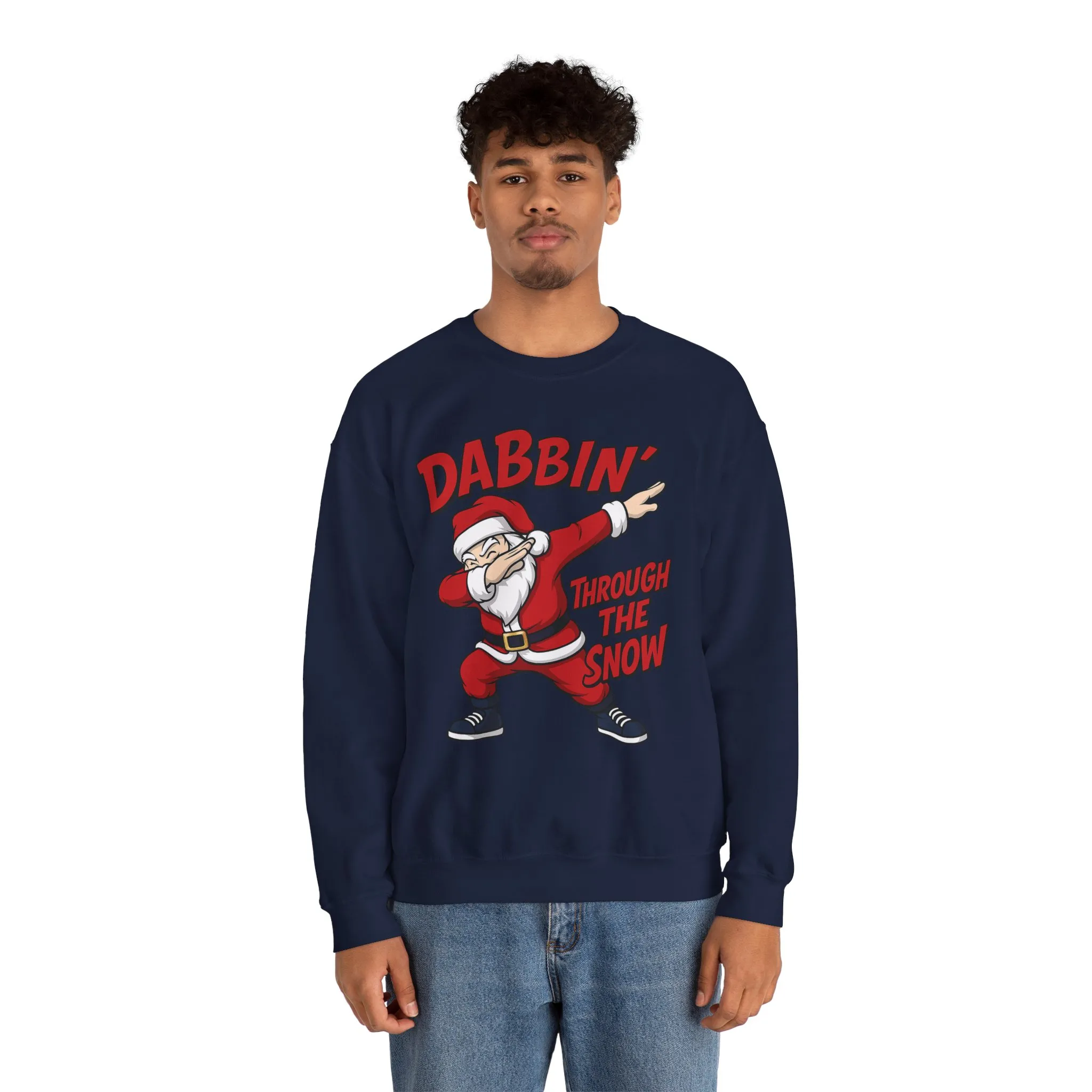 Dabbin Through The Snow Santa Men's Christmas Sweatshirt, Funny Holiday Jumper - Image 23