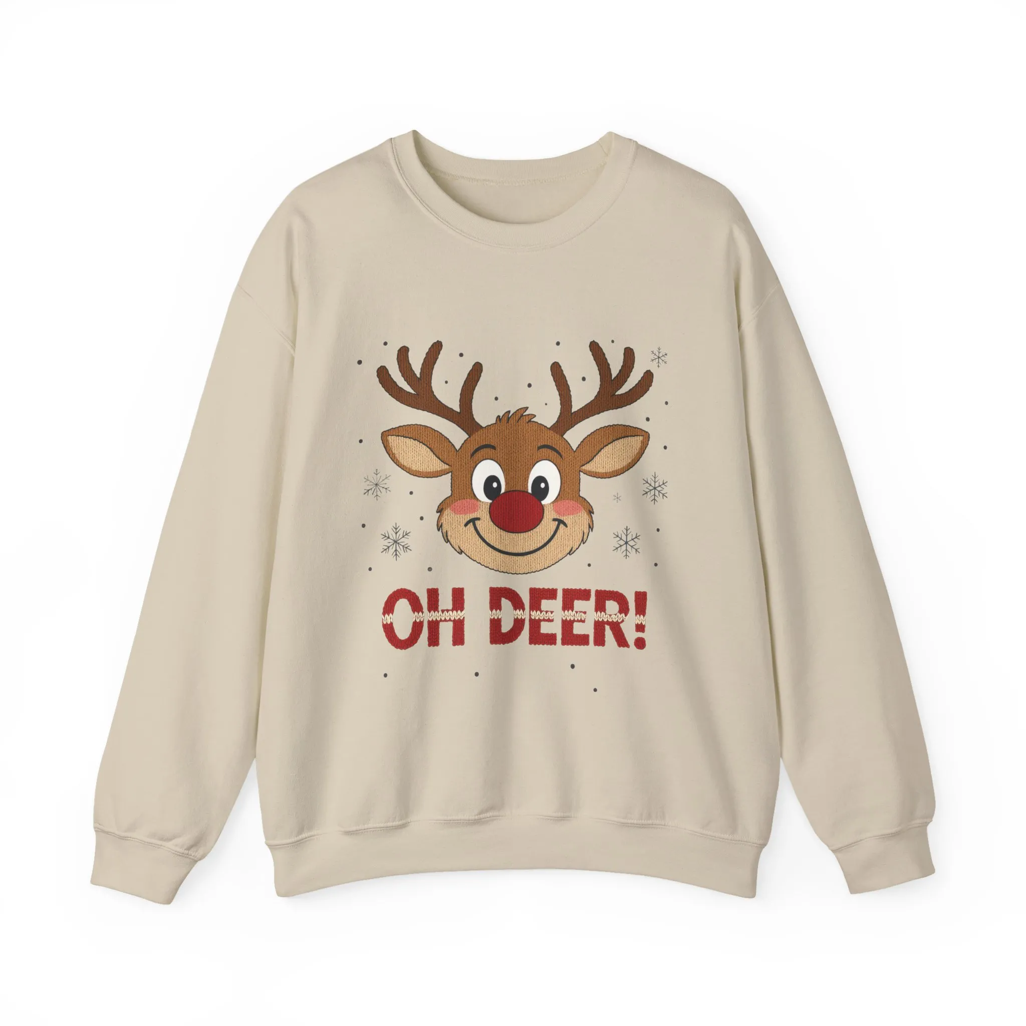 Womens Oh Deer Christmas Sweatshirt, Cute Reindeer Holiday Pullover, Women's Crewneck Sweatshirt - Image 10