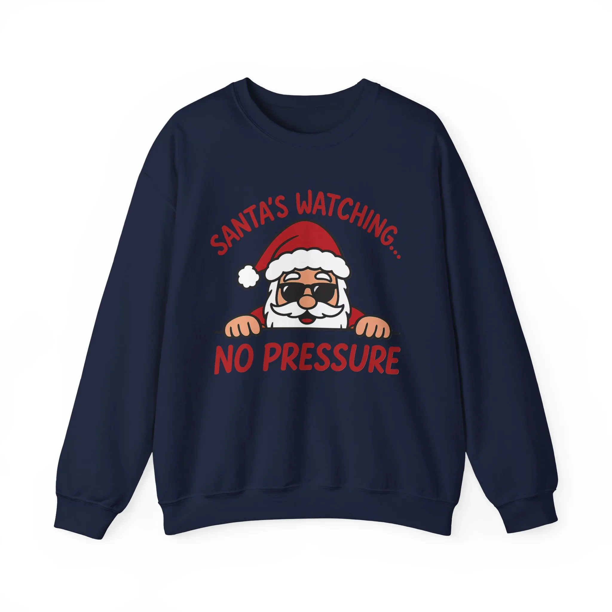 Santa's Watching No Pressure Men's Christmas Sweatshirt, Funny Holiday Jumper - Image 29