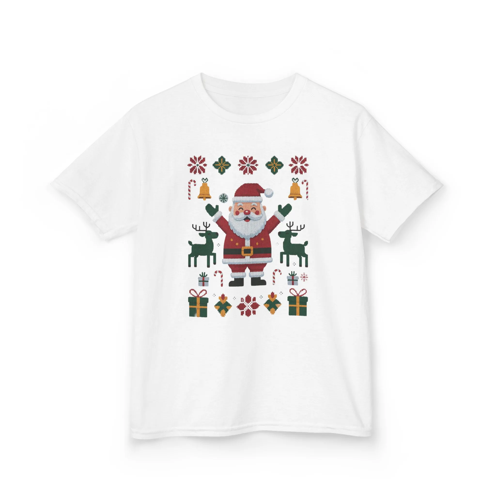 Kids Santa Christmas T-Shirt, Cute Reindeer Holiday Tee, Classic Christmas Shirt for Girls - Image 3
