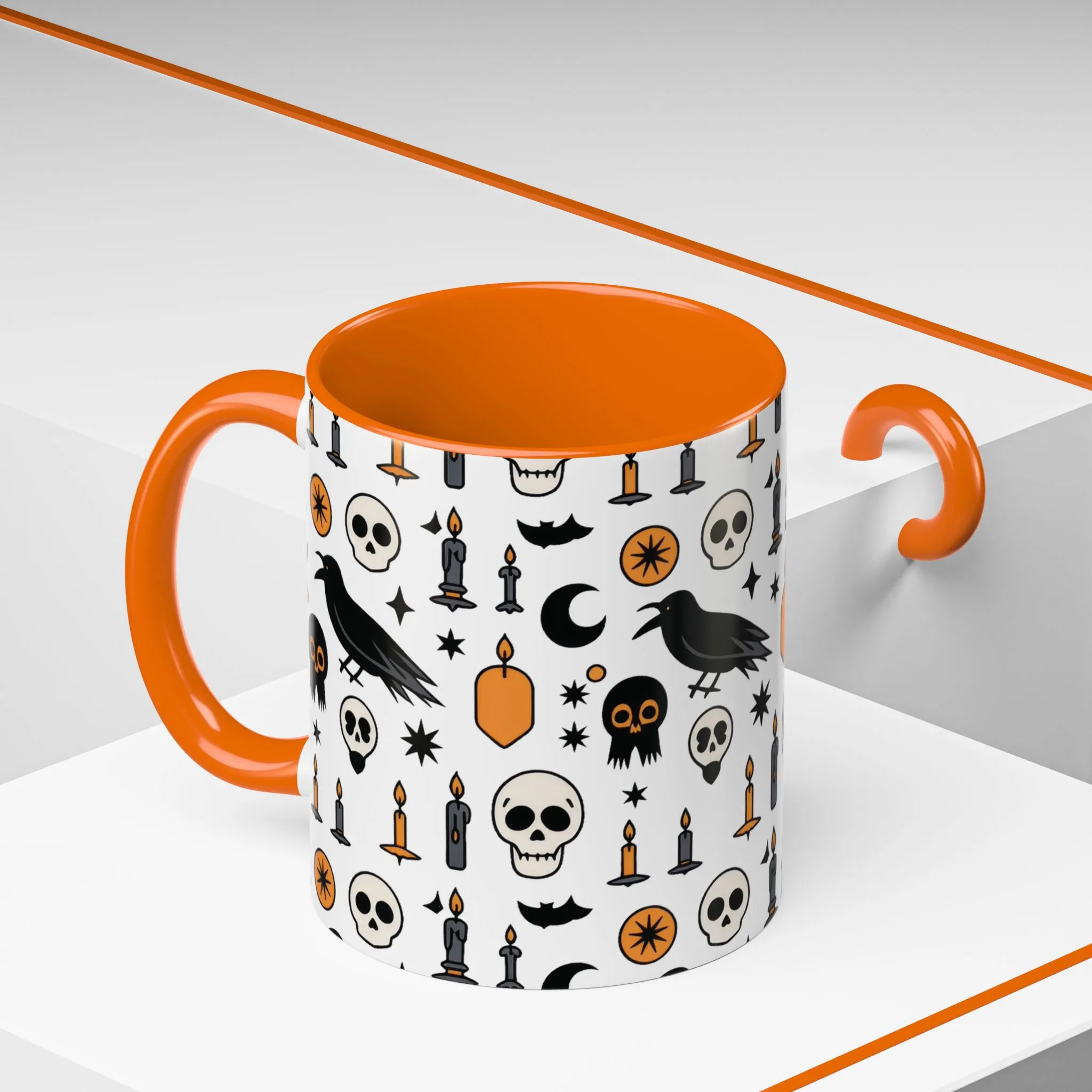 Gothic Halloween Mug, Skull, Candle - Raven Pattern Coffee Cup, Dark Aesthetic Spooky Gift for Her or Him, Accent Coffee Mug (11, 15oz) - Image 15