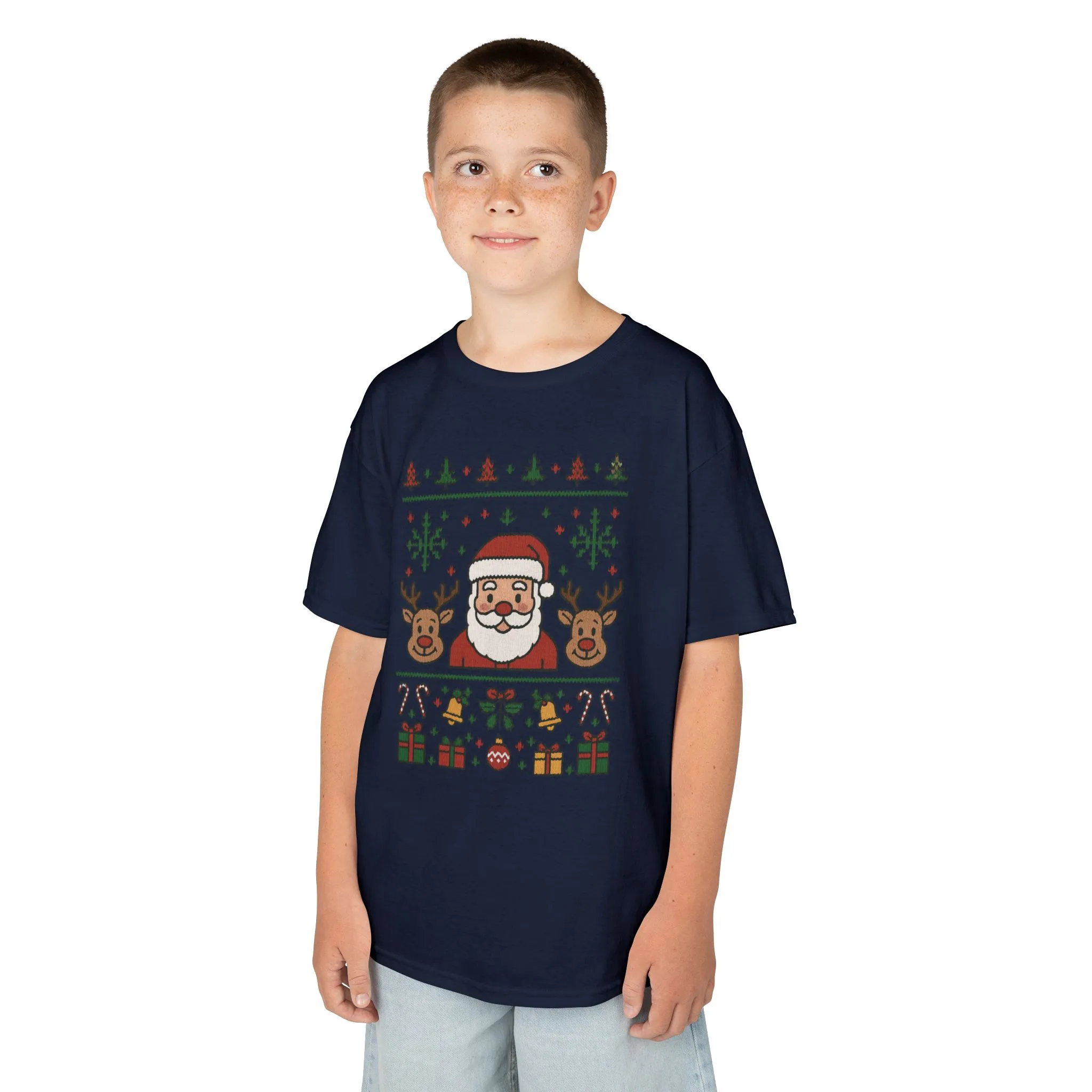 Santa - Reindeer Christmas Shirt for Kids, Cute Holiday Tee, Kids Heavy Cotton™ Tee - Image 21