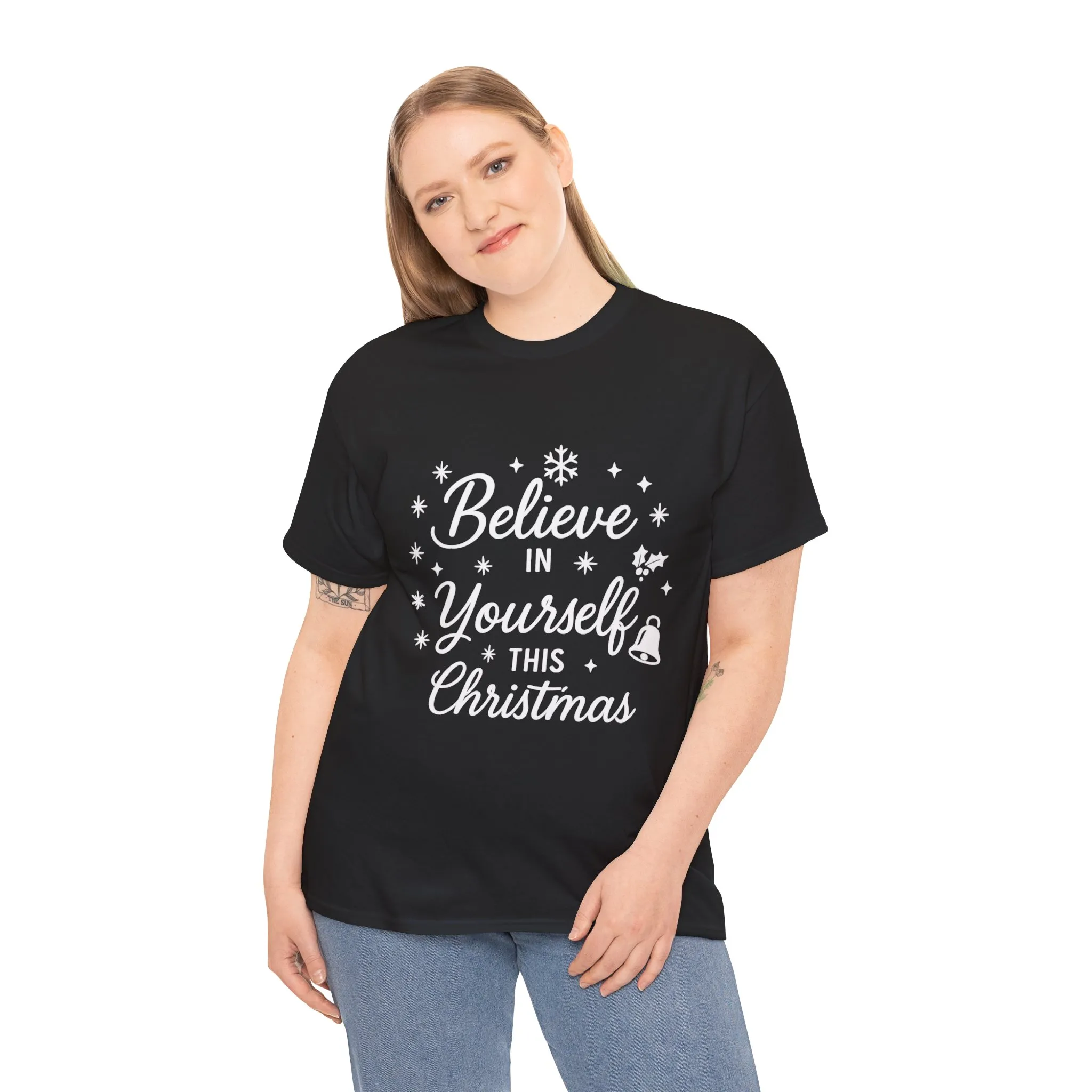 Women's Believe in the Magic Christmas Shirt, Santa Hat Holiday Tee for Women - Image 3